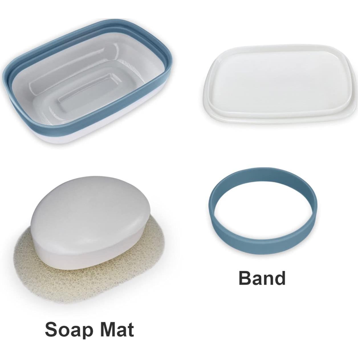 2 Pack Porta Jabones de Viaje Kiasona con Alfombrillas y Banda