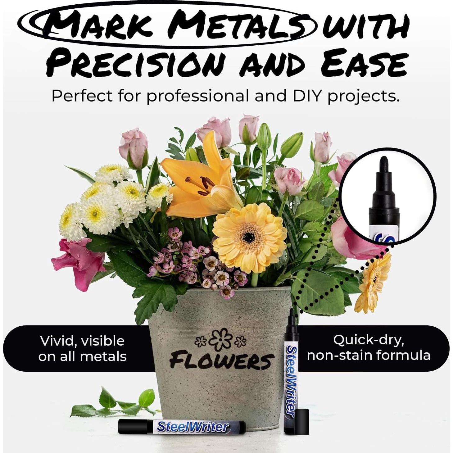 Bolígrafo de Pintura para Metal Steelwriter Negro - 5 mm