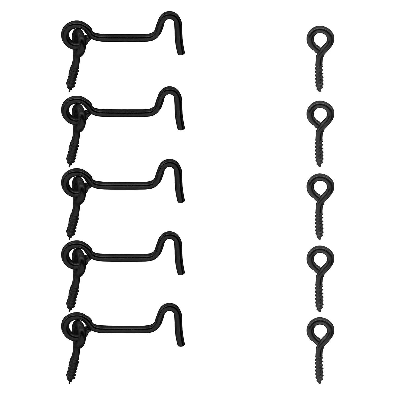 Gancho de Pestillo de Puerta Litoexpe 5 Pcs Acero Carbono Negro