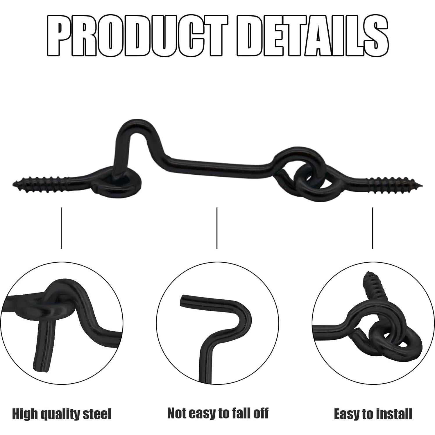 Gancho de Pestillo de Puerta Litoexpe 5 Pcs Acero Carbono Negro