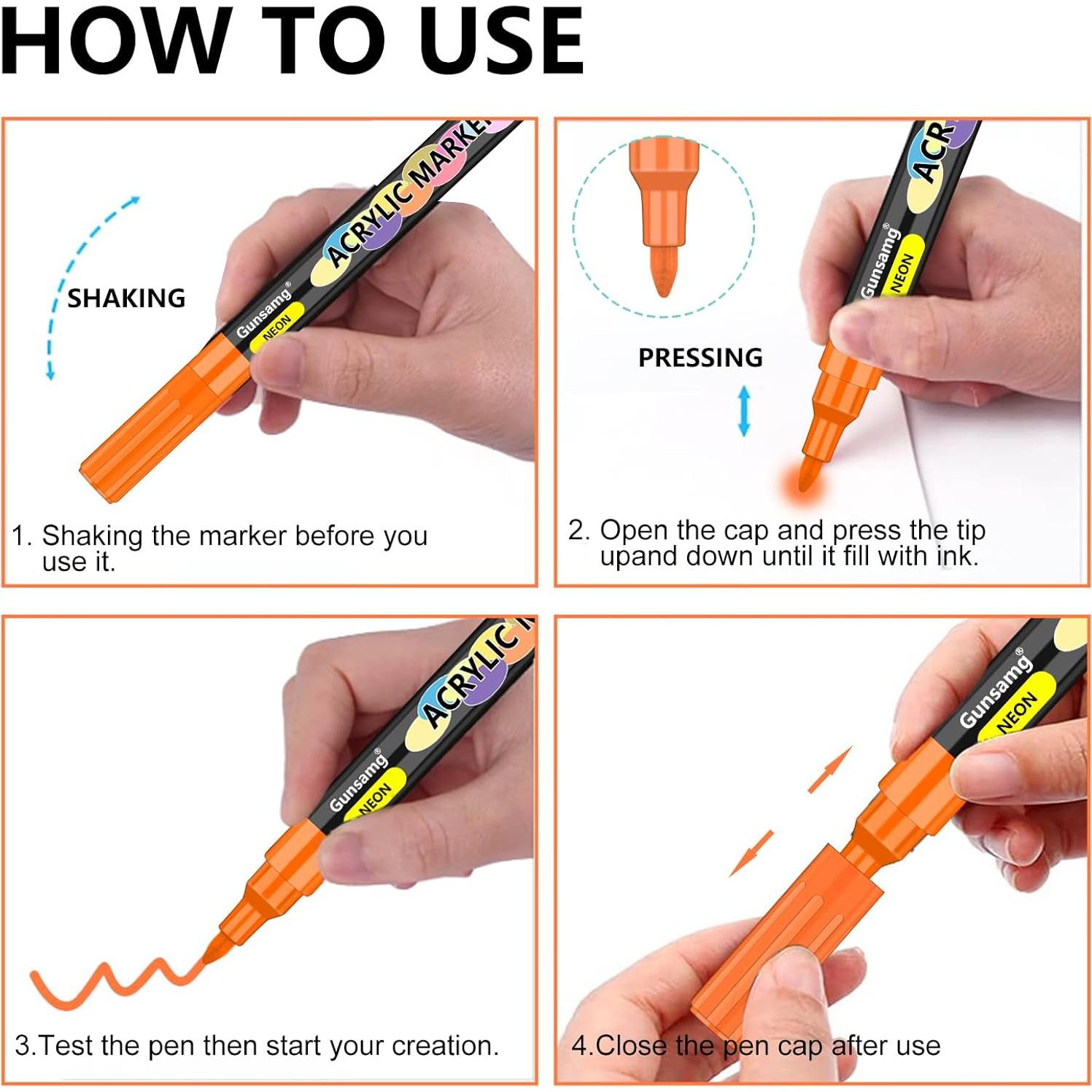 Marcadores de Pintura Acrílica Gunsamg - 100 Colores Punta Fina
