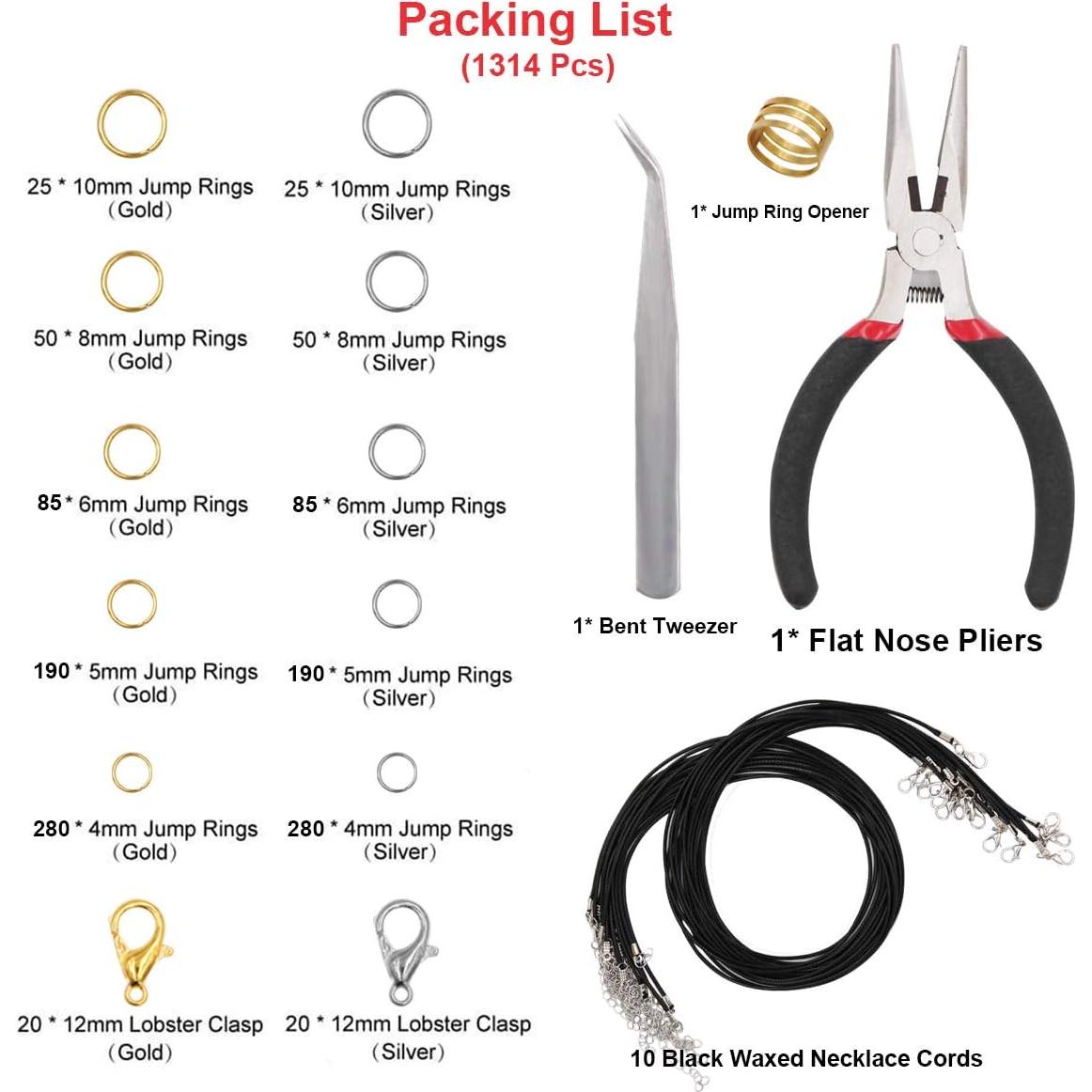 Kit de Joyería EuTengHao 1314 Piezas Anillas y Cierres