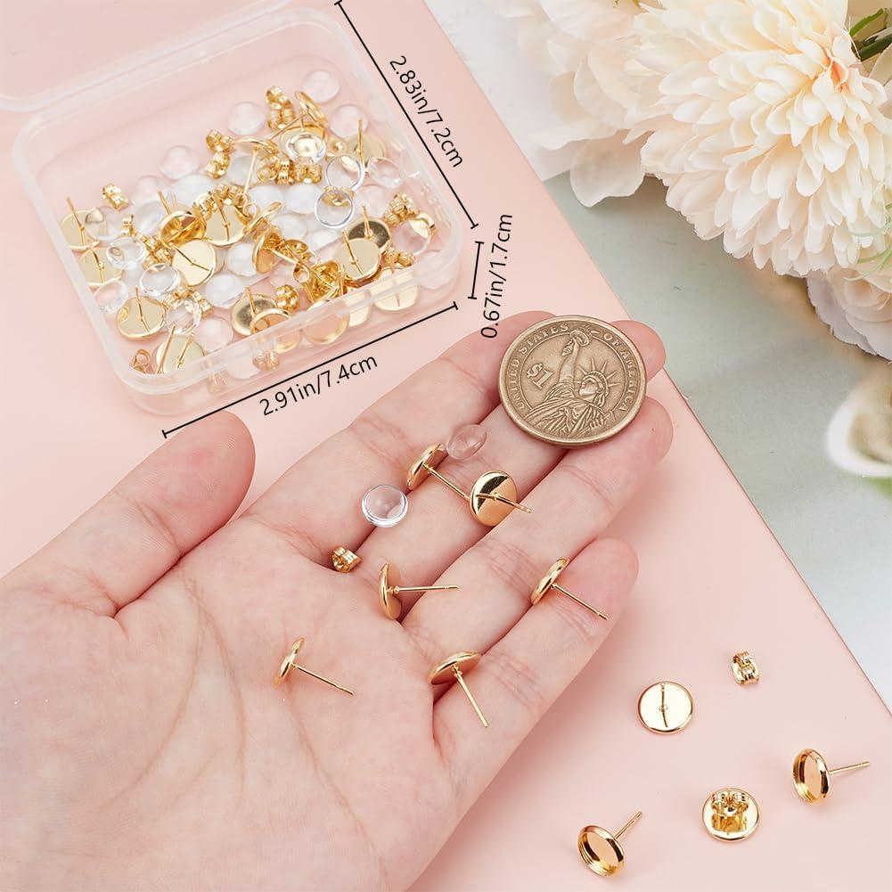 Beebeecraft 40 Conjuntos Pendientes Bezel Acero Inoxidable 18K