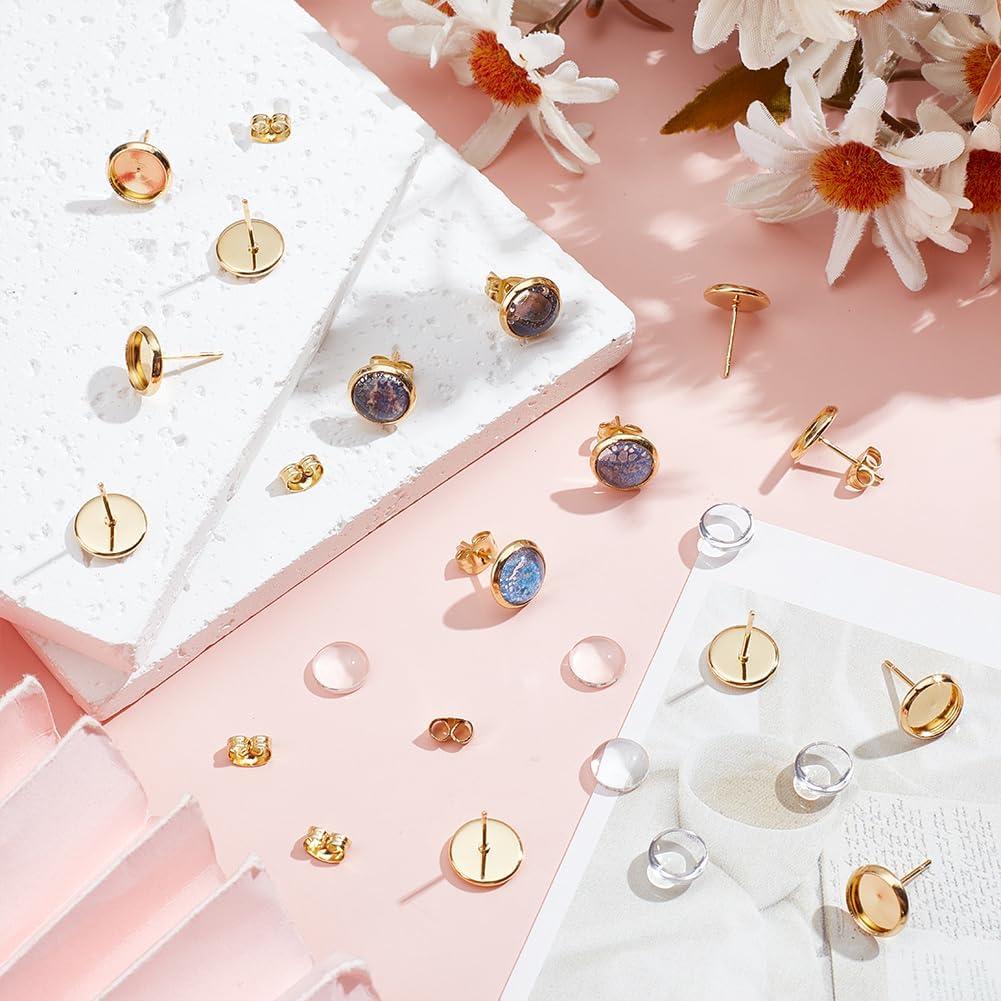 Beebeecraft 40 Conjuntos Pendientes Bezel Acero Inoxidable 18K