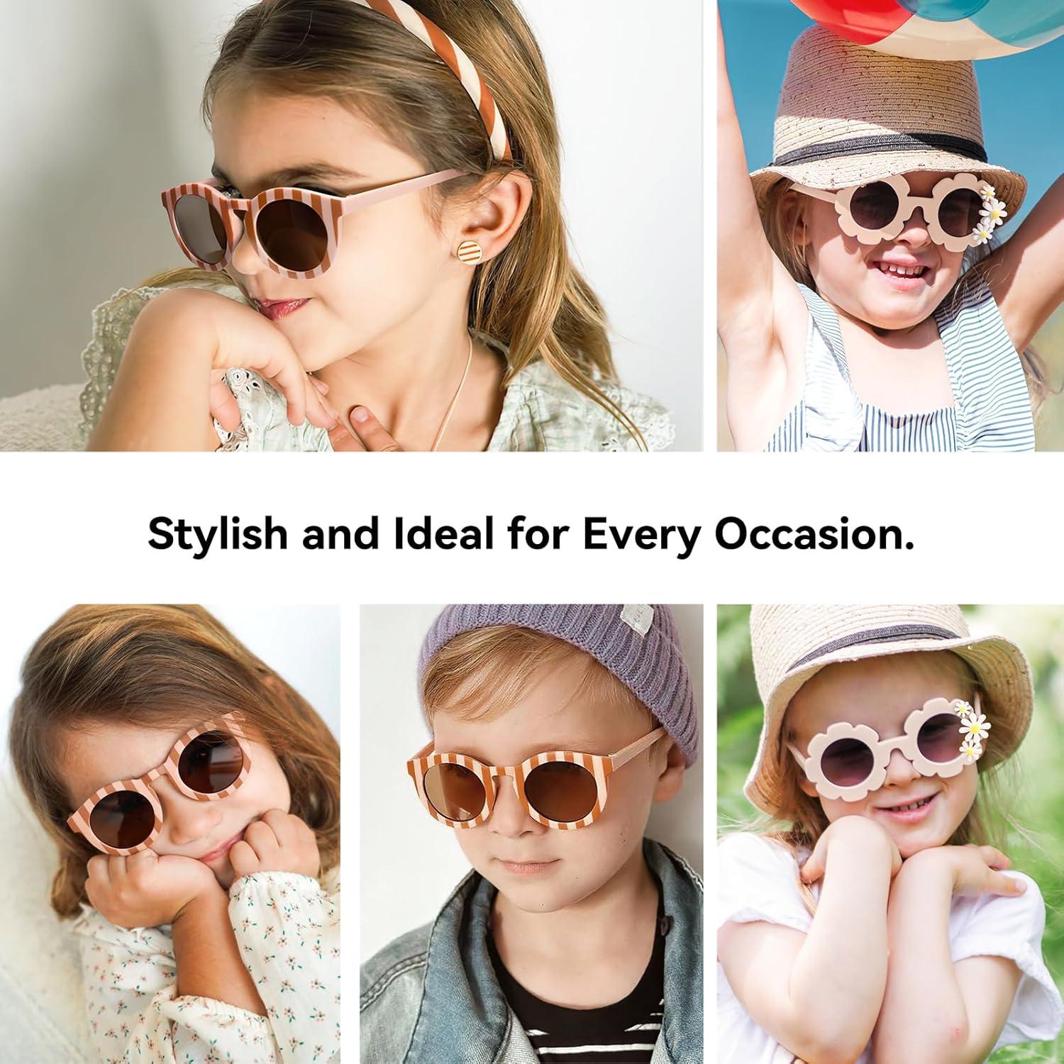 Gafas de sol redondas de flores para niñas 2-12 años