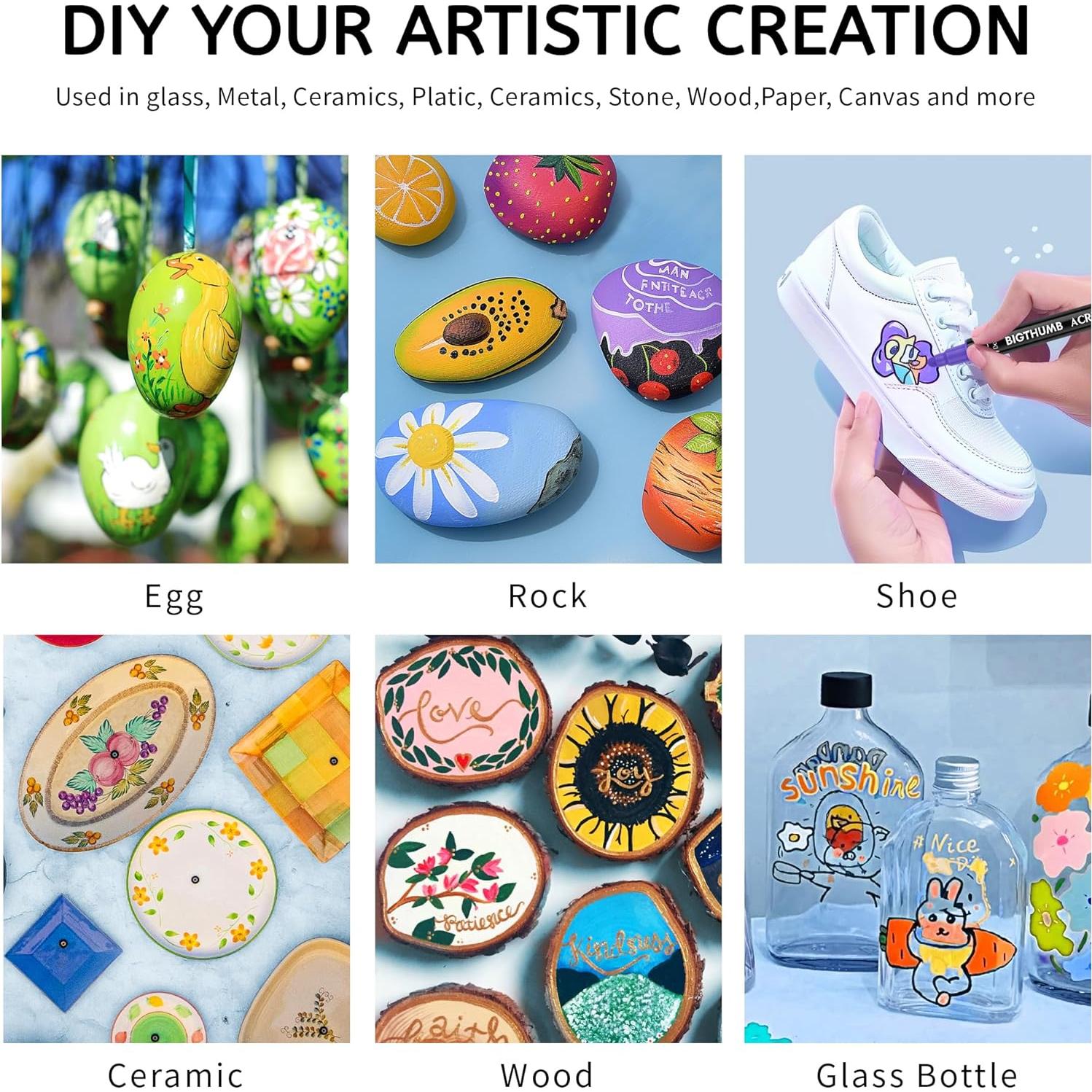 Marcadores Acrílicos Doble Punta BIGTHUMB 12 Colores 1-5mm