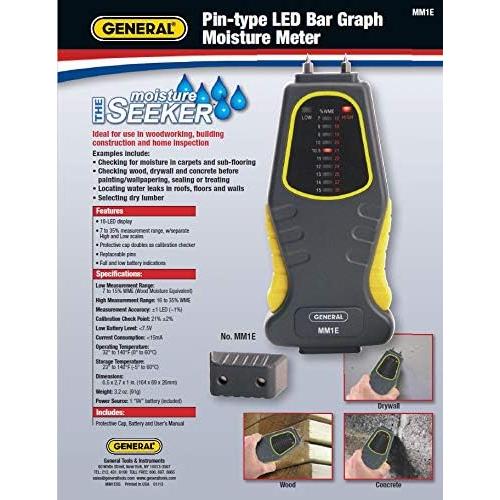 Medidor de Humedad Digital General Tools MM1E Tipo Pin