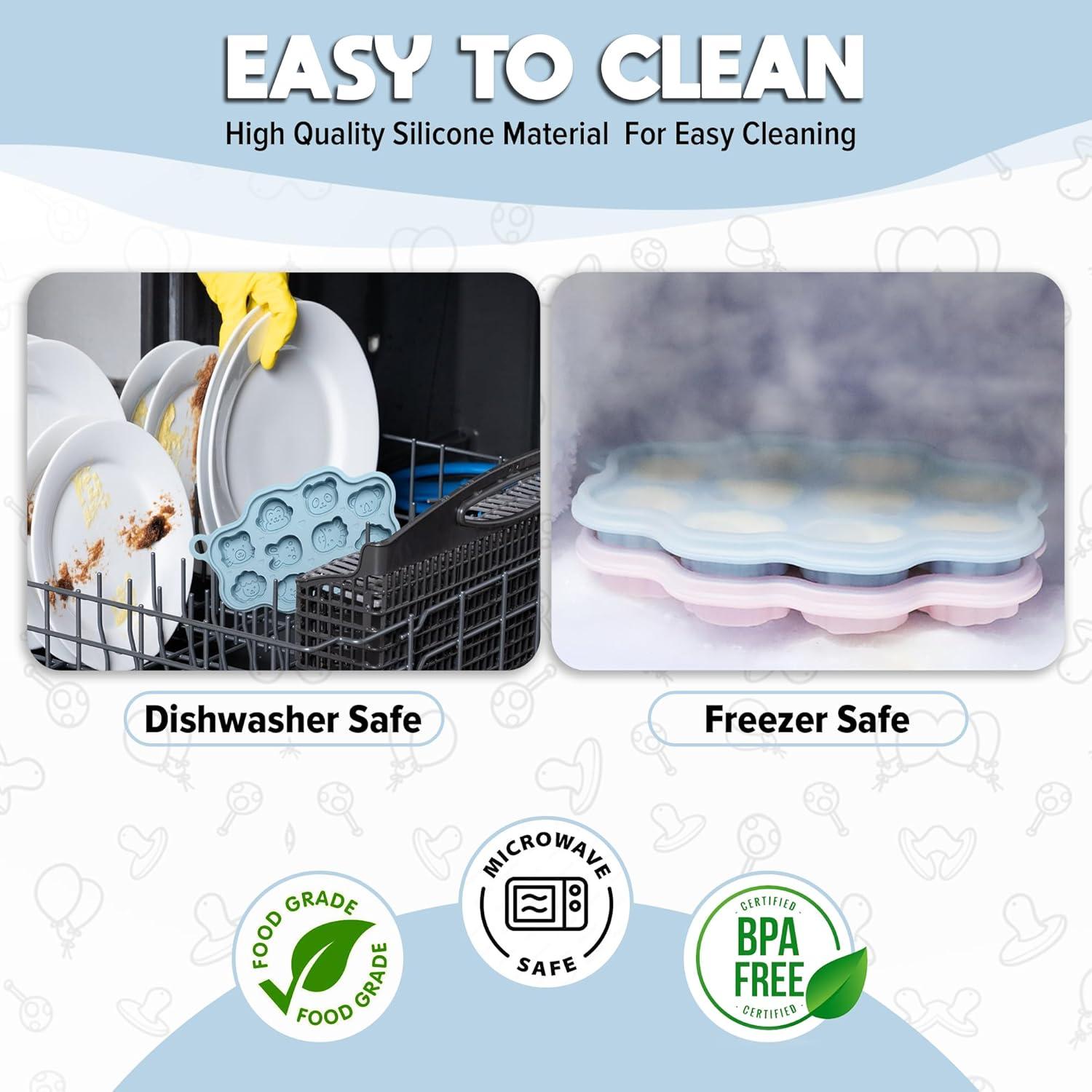 Moldes de Popsicle de Silicona O'doe para Bebés - 2 Bandejas y 2 Alimentadores