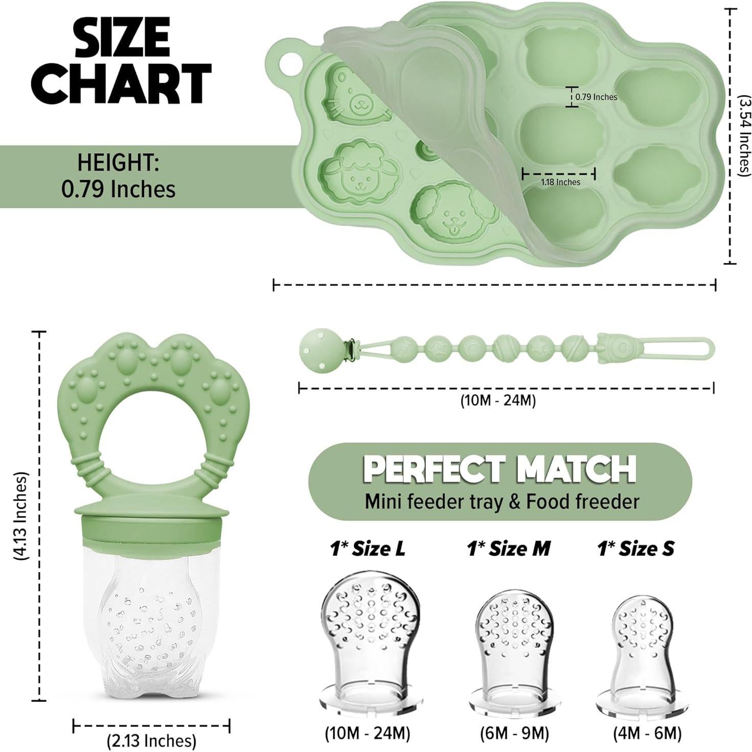 Moldes de Popsicle de Silicona O'doe para Bebés - 2 Bandejas y 2 Alimentadores