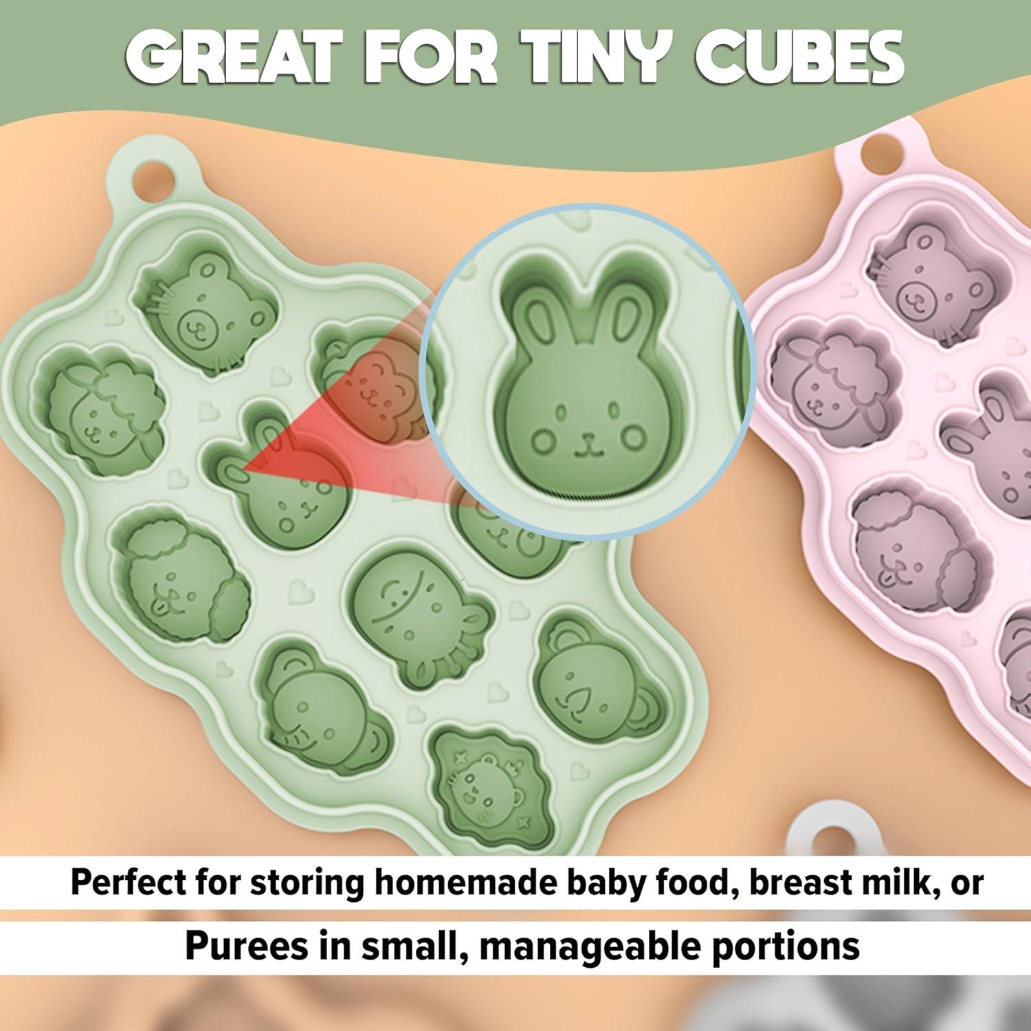 Moldes de Popsicle de Silicona O'doe para Bebés - 2 Bandejas y 2 Alimentadores