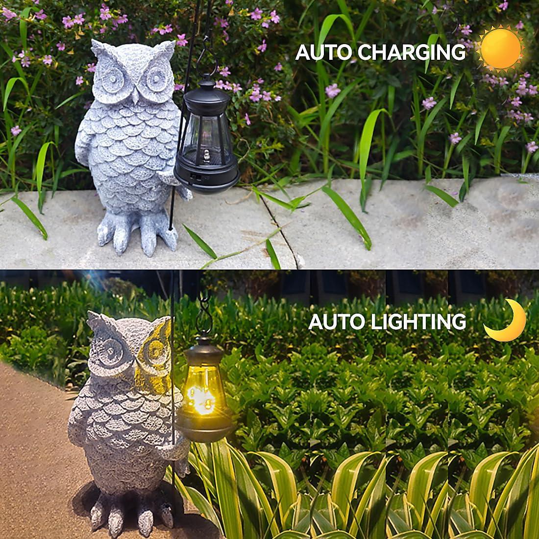 Estatua de Búho de Jardín ILYISFMTY con Luz Solar 21.6cm