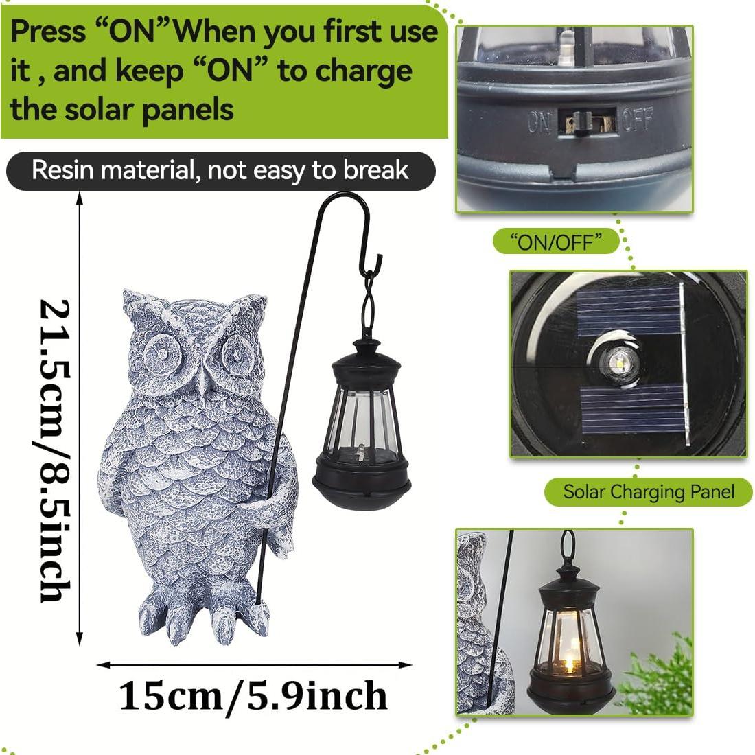 Estatua de Búho de Jardín ILYISFMTY con Luz Solar 21.6cm