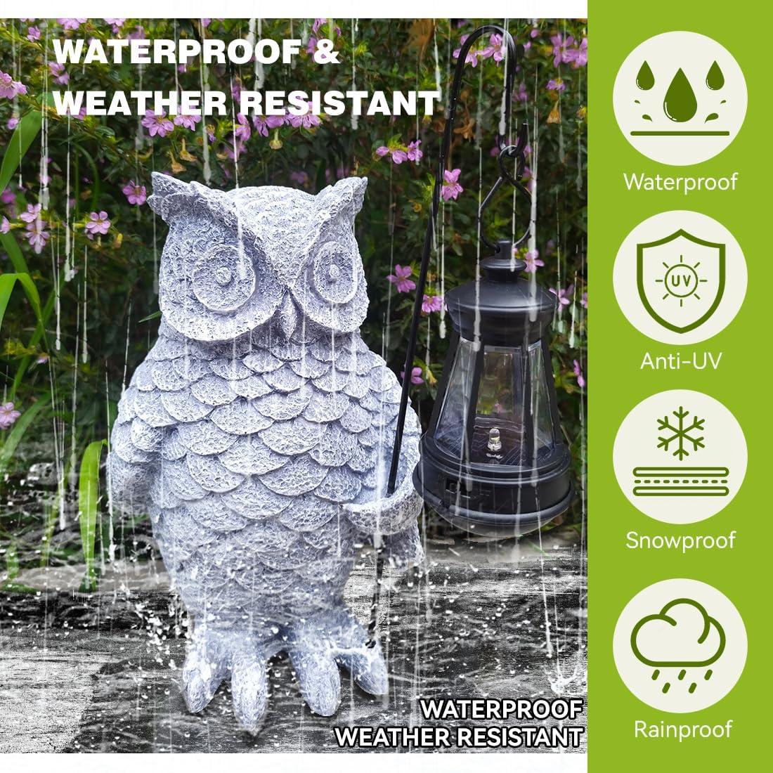 Estatua de Búho de Jardín ILYISFMTY con Luz Solar 21.6cm