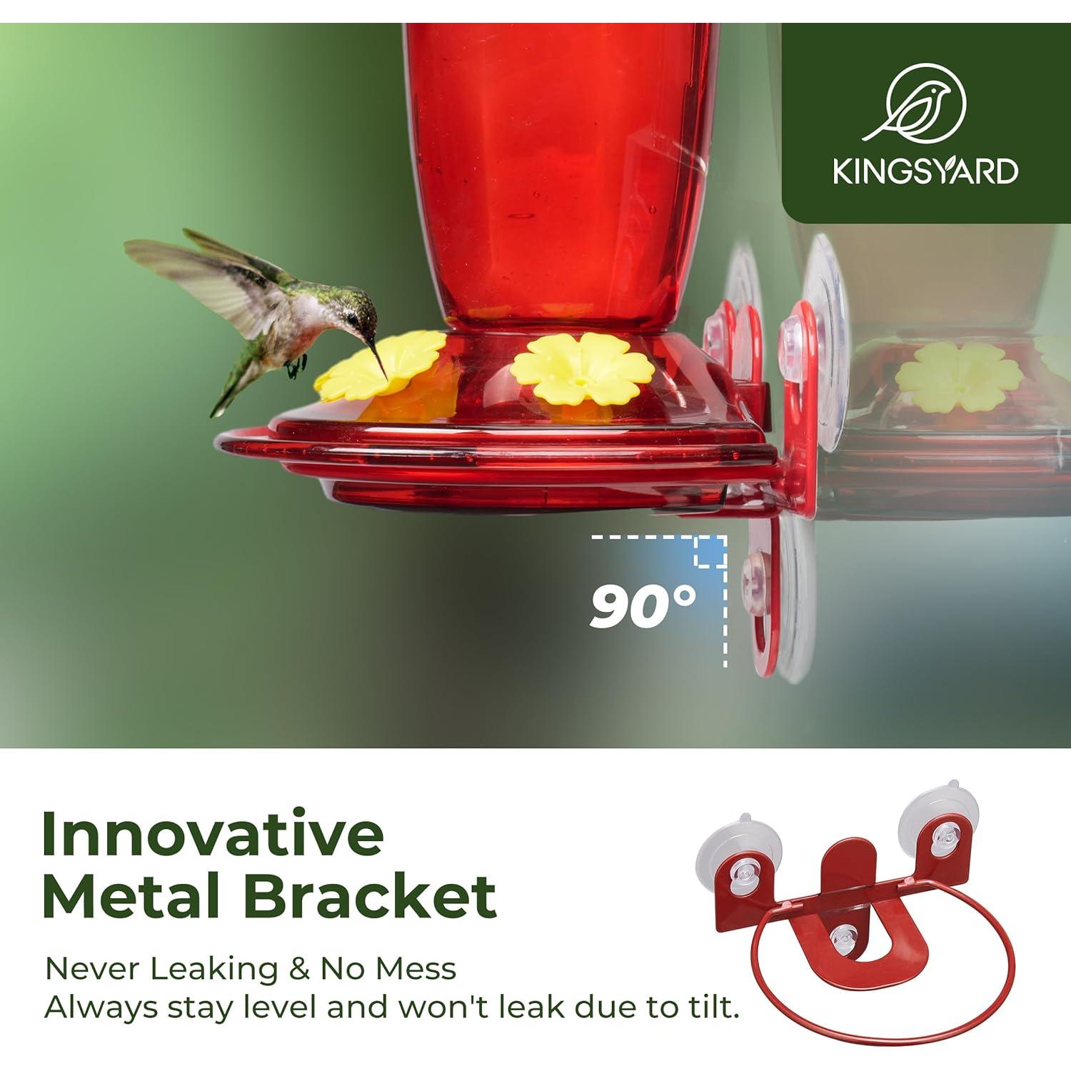 Alimentador de Colibríes Kingsyard Rojo 414 ml con 4 Puertos