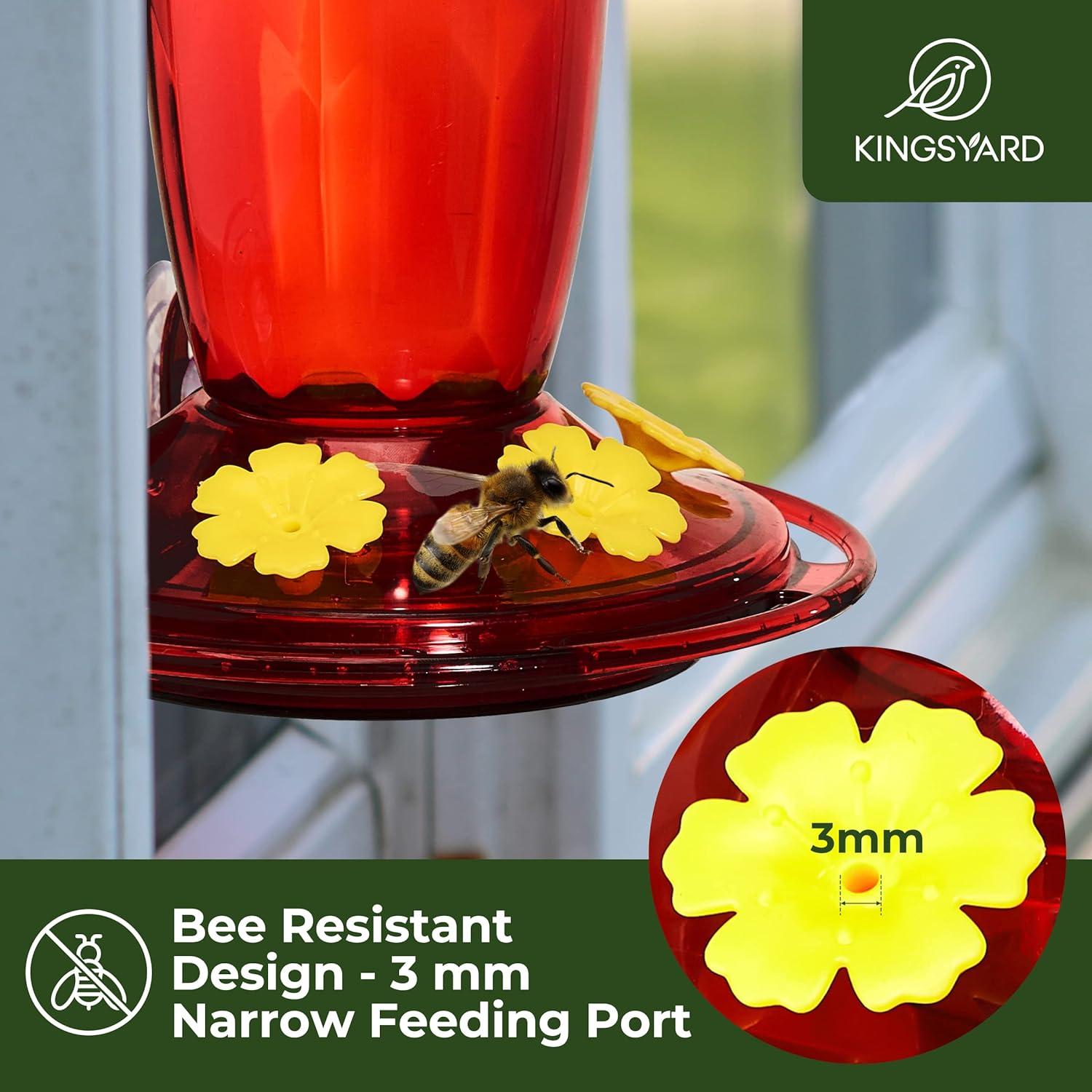 Alimentador de Colibríes Kingsyard Rojo 414 ml con 4 Puertos