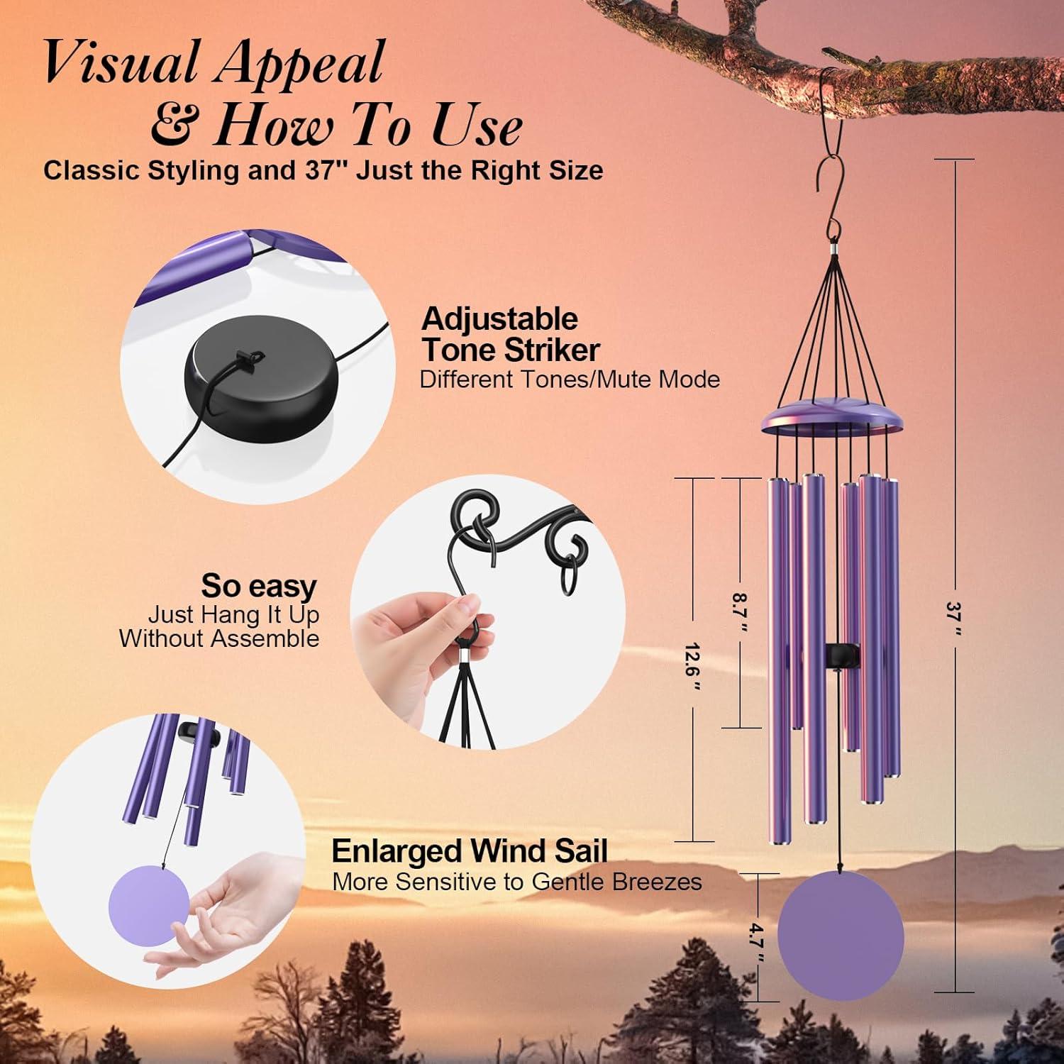 Campanas de Viento Moradas MarcoBambu 93.98 cm Musicales