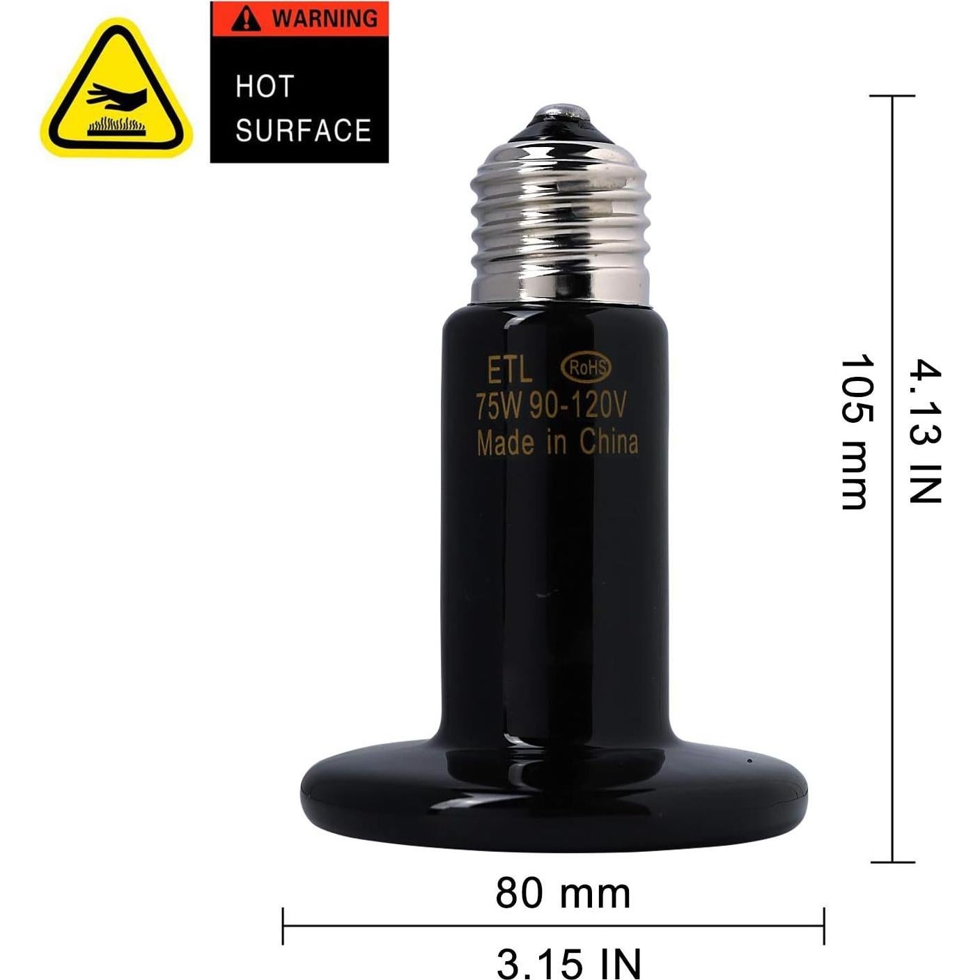 Lámpara de Calor Cerámica 75W OMAYKEY para Reptiles y Anfibios