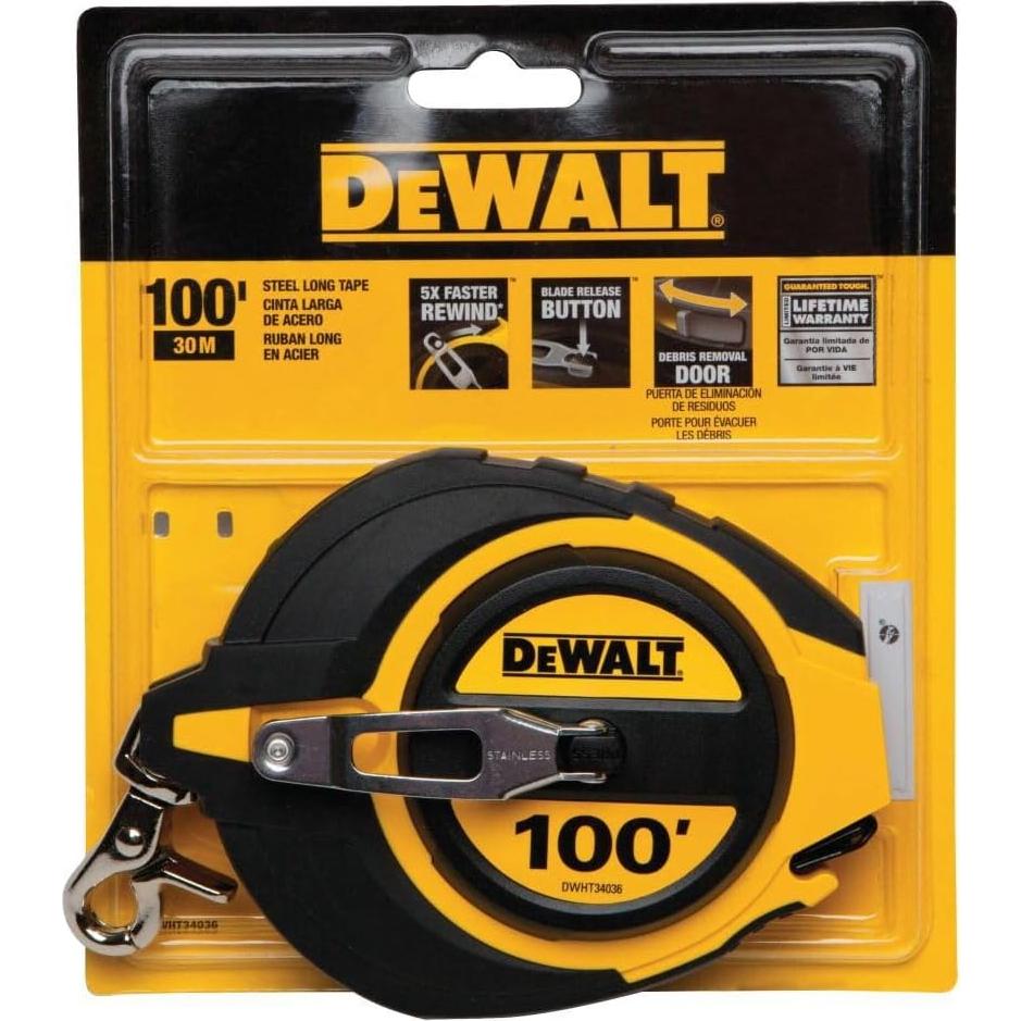 Cinta Métrica DEWALT 30.5m Auto-bloqueo Acero Inoxidable