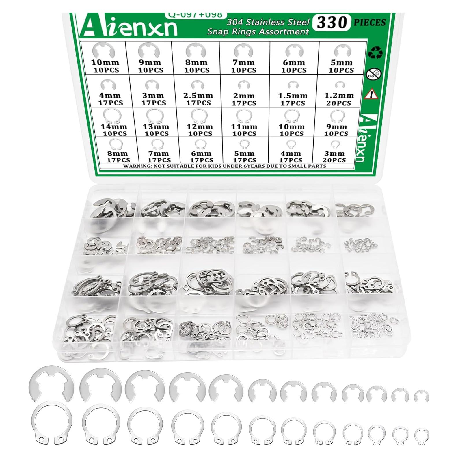 Kit de Anillos de Retención Aienxn 330PCS Acero Inoxidable
