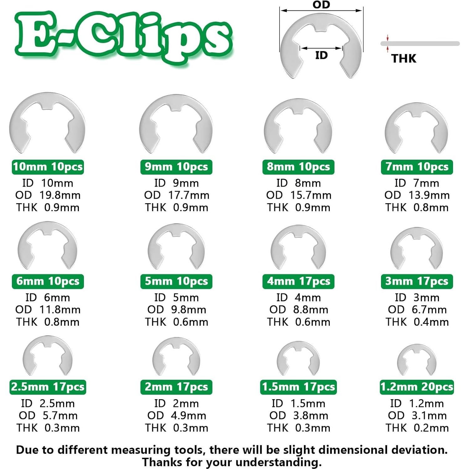 Kit de Anillos de Retención Aienxn 330PCS Acero Inoxidable