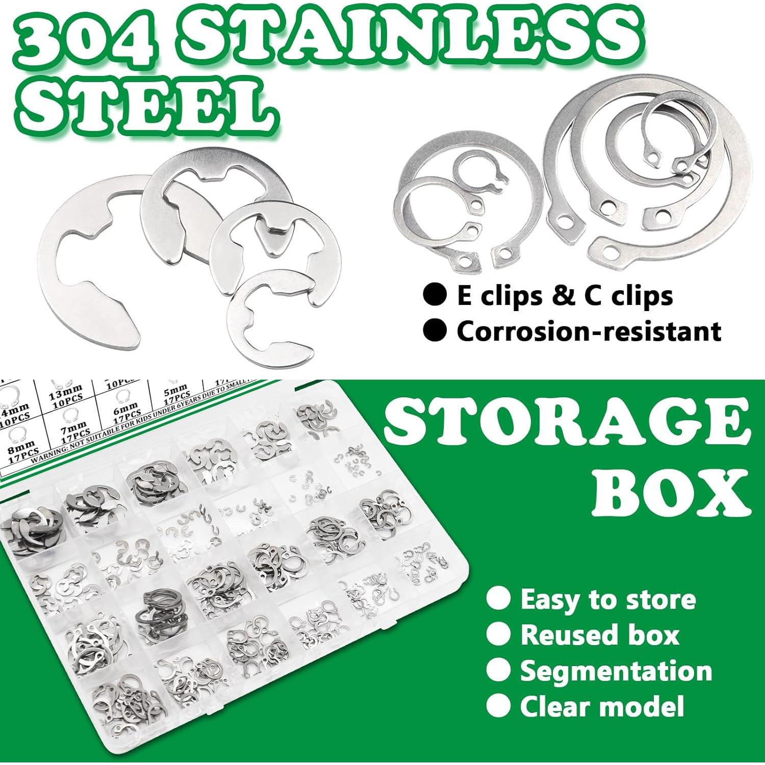 Kit de Anillos de Retención Aienxn 330PCS Acero Inoxidable