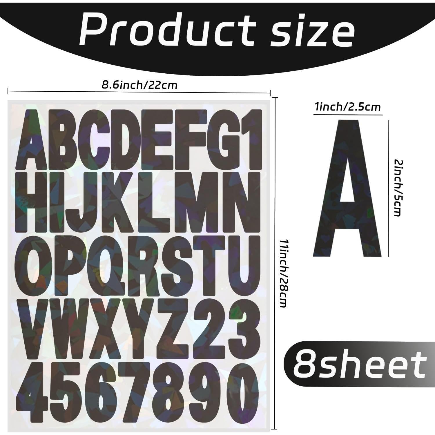 Calcomanías de Letras Starboling 5 cm - 8 Hojas Vinilo Negro