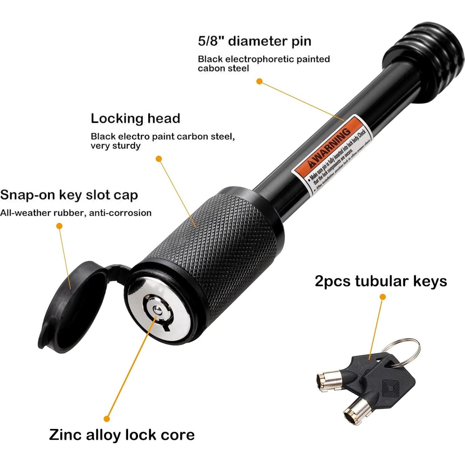 Cerradura de Enganche CZC AUTO 5/8" Diámetro 4" Pasador Extra Largo