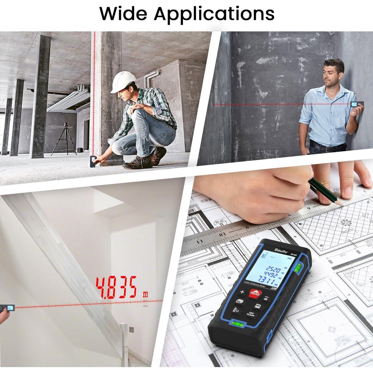 Medidor Láser Bauihr 50m con Pantalla Retroiluminada y Niveles
