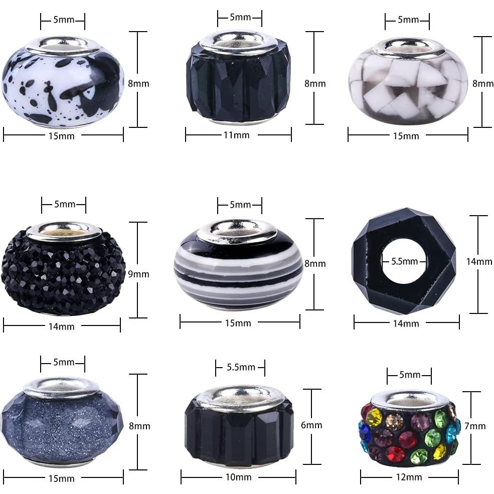 Aipridy Surtido de Perlas Europeas de Gran Agujero 150 Piezas