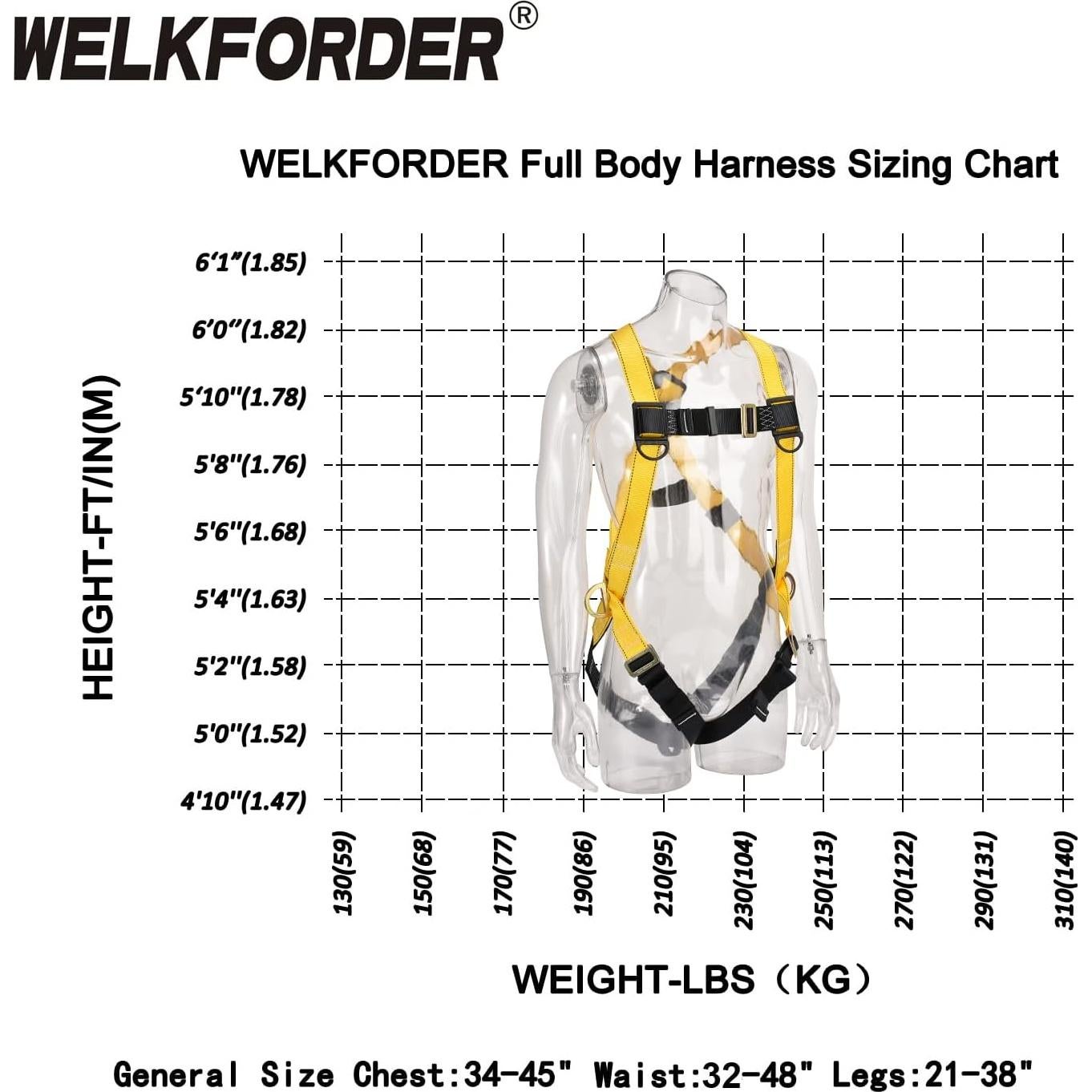 Arnés de Seguridad WELKFORDER WFH001M 3 Puntos 140 kg