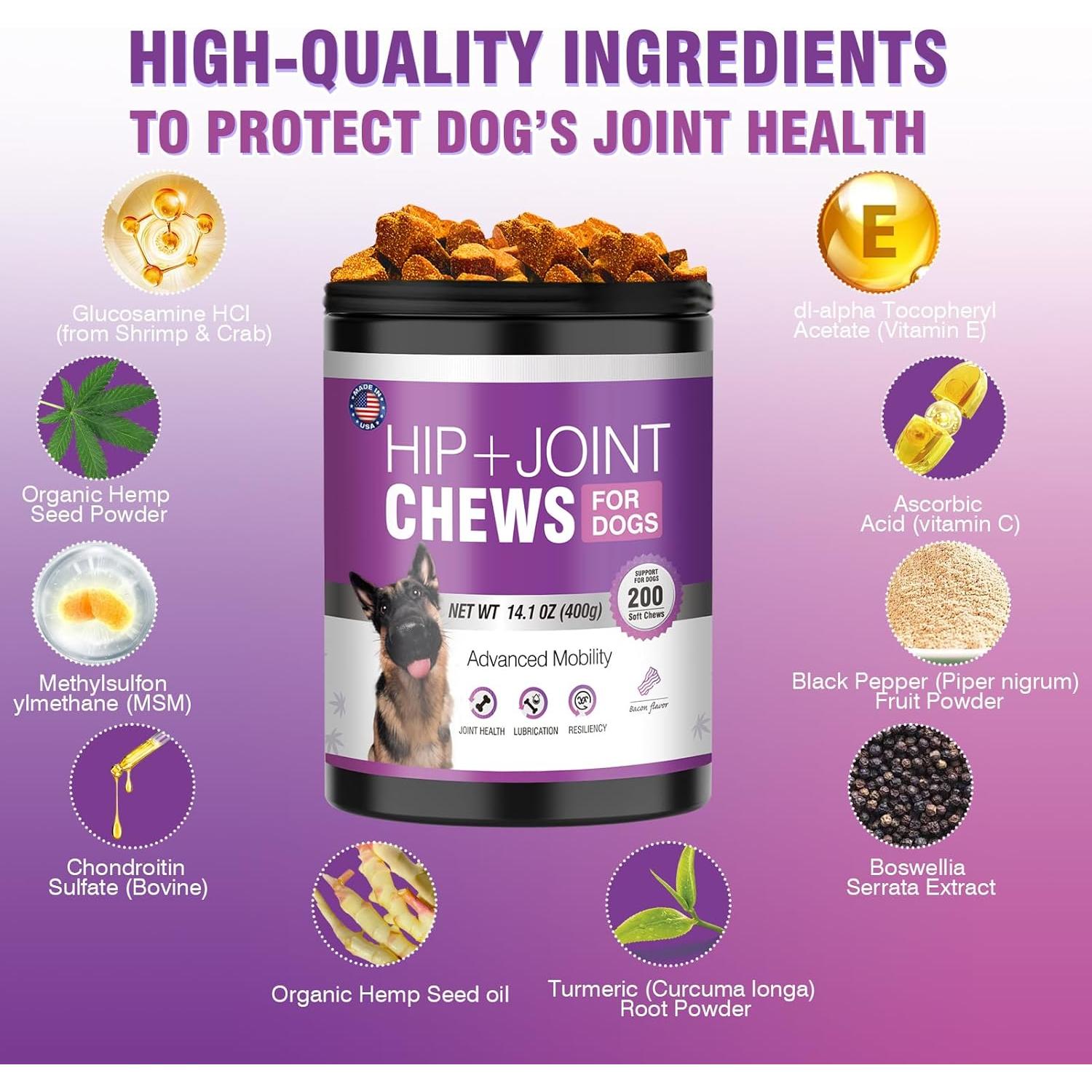 Glucosamina para Perros TTLXRL 200 Cápsulas Sabor Bacon