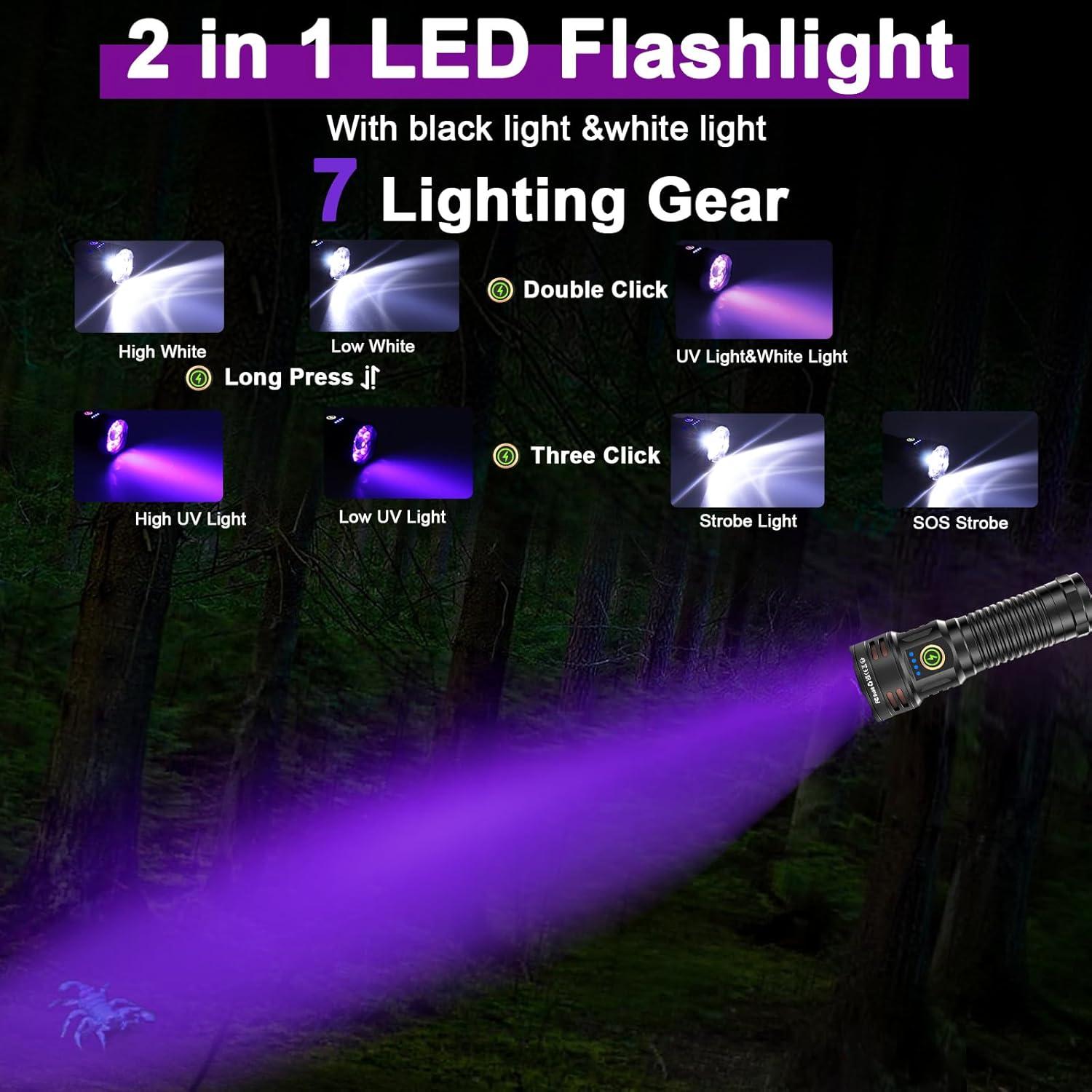 Linterna LED UV y Táctica iToncs G240902 2-en-1 5000mAh