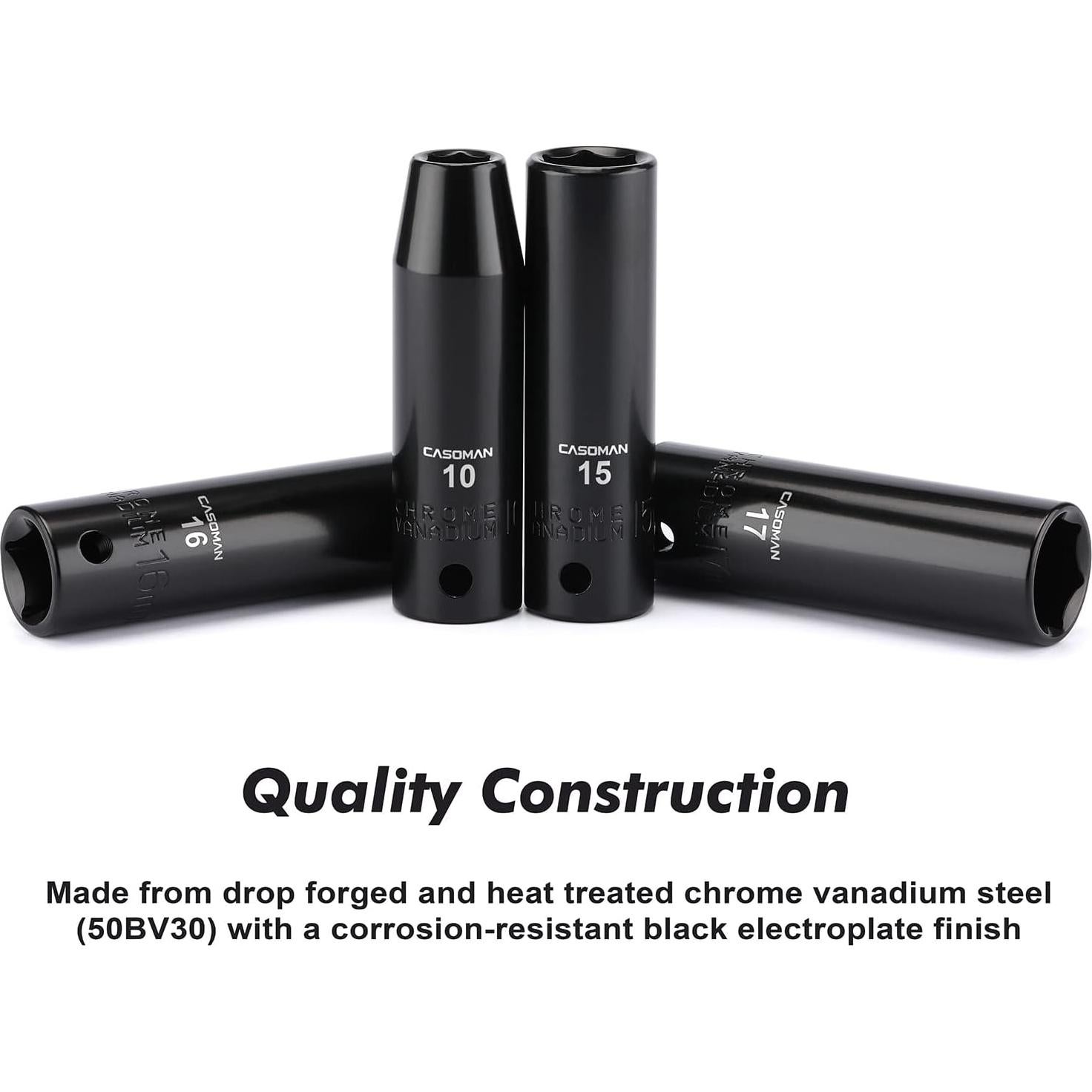 Juego de Enchufes de Impacto Profundos CASOMAN 14 Piezas 10-24mm