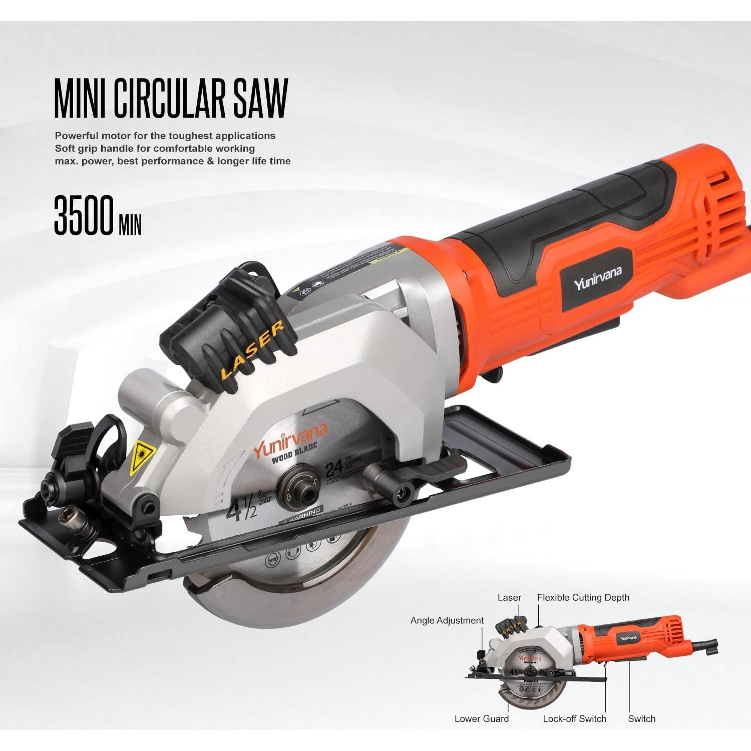 Sierra Circular Mini Yunirvana 76602L 4A 3500RPM 115mm