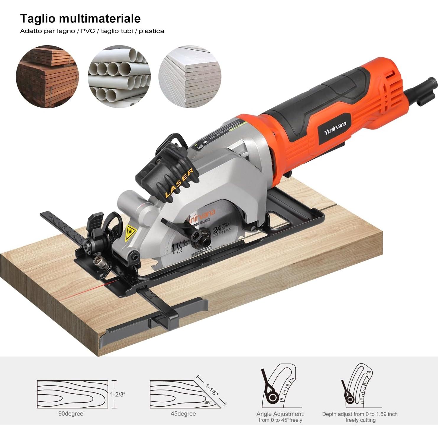 Sierra Circular Mini Yunirvana 76602L 4A 3500RPM 115mm