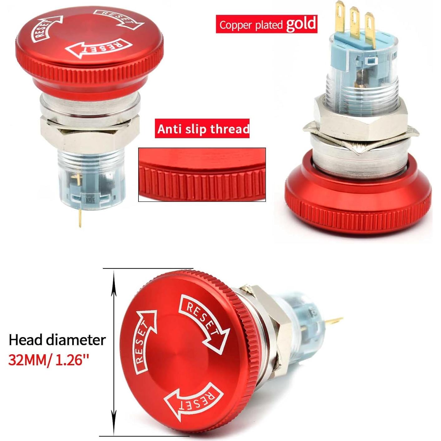 Interruptor de Parada de Emergencia 16MM ZJWZJH 1NO 1NC