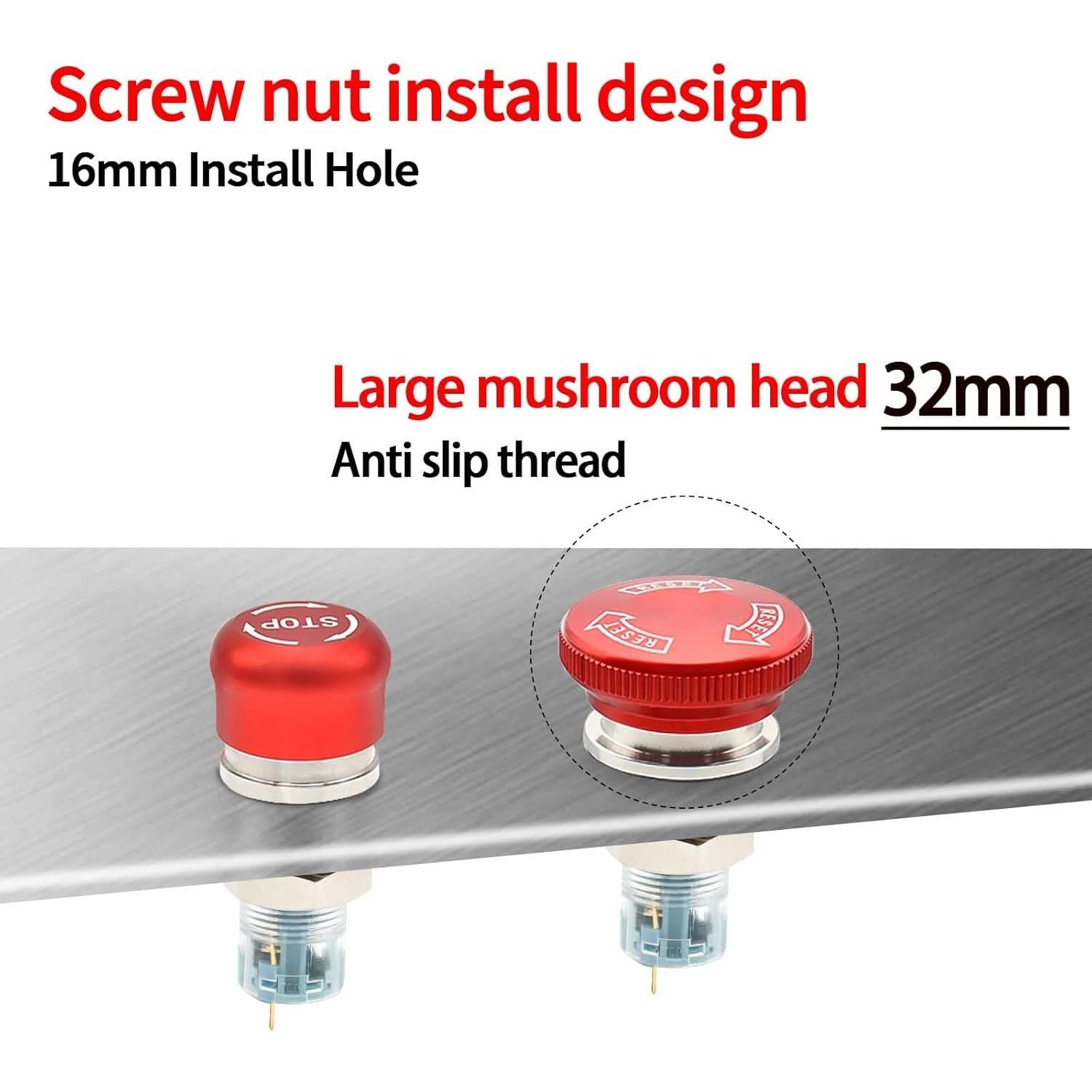 Interruptor de Parada de Emergencia 16MM ZJWZJH 1NO 1NC