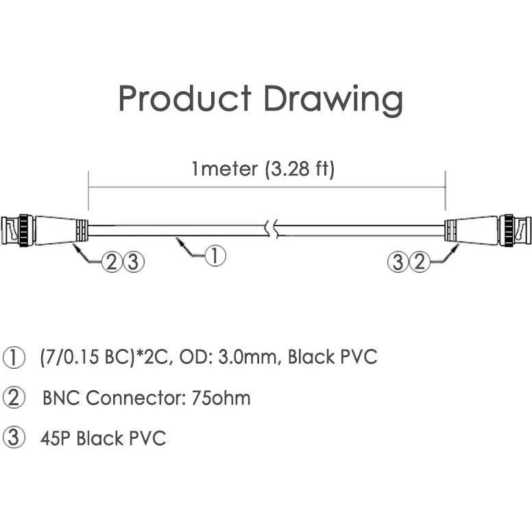 Cables Jumper BNC Macho a Macho ANVISION 1m - Paquete de 4