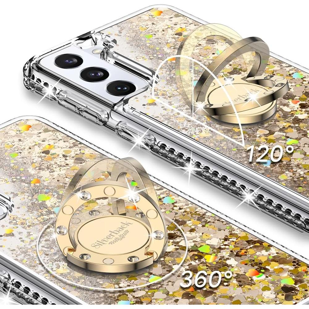 Funda Protectora Silverback para Samsung Galaxy S22 - Dorado Transparente con Soporte