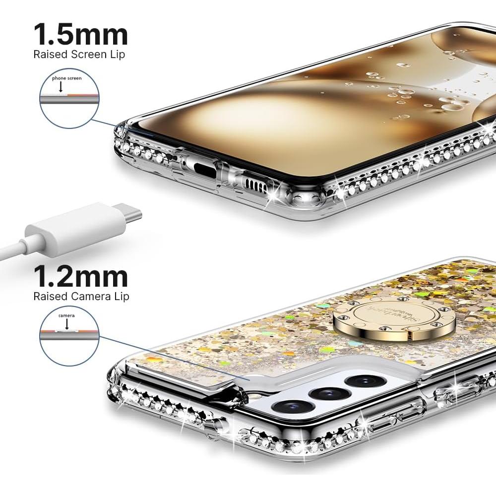 Funda Protectora Silverback para Samsung Galaxy S22 - Dorado Transparente con Soporte