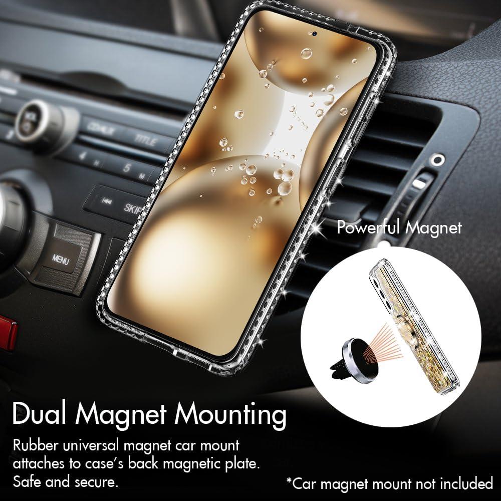 Funda Protectora Silverback para Samsung Galaxy S22 - Dorado Transparente con Soporte