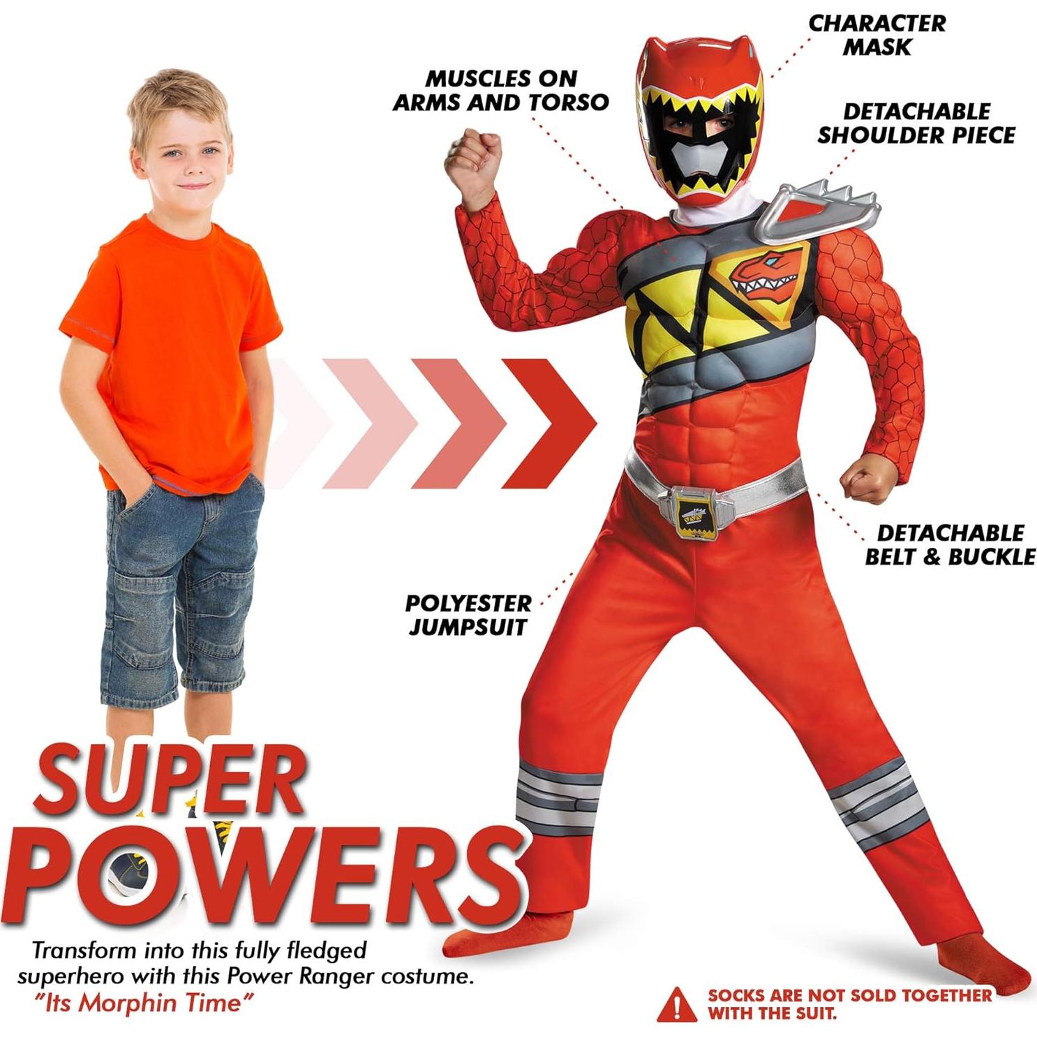 Disfraz Musculoso Ranger Rojo Power Rangers Dino Charge Niños