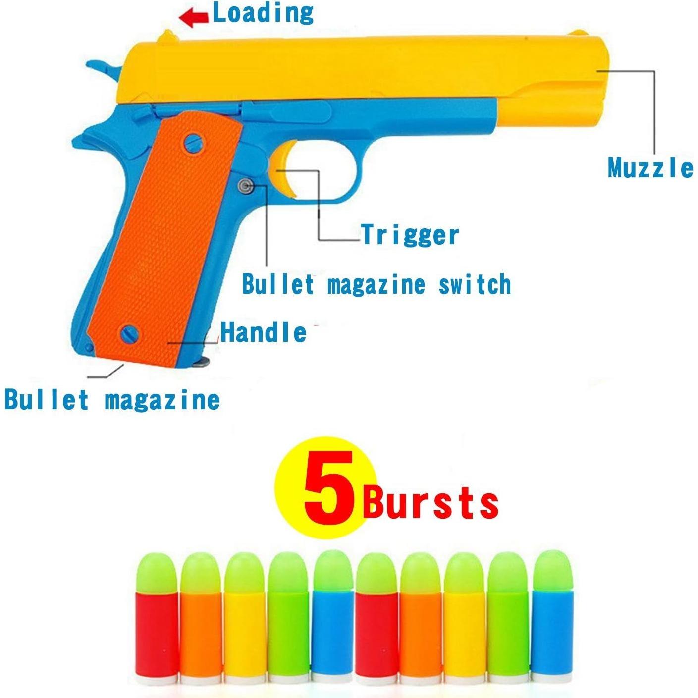 Pistola de Juguete Colt M1911 Azul con 10 Balas Suaves