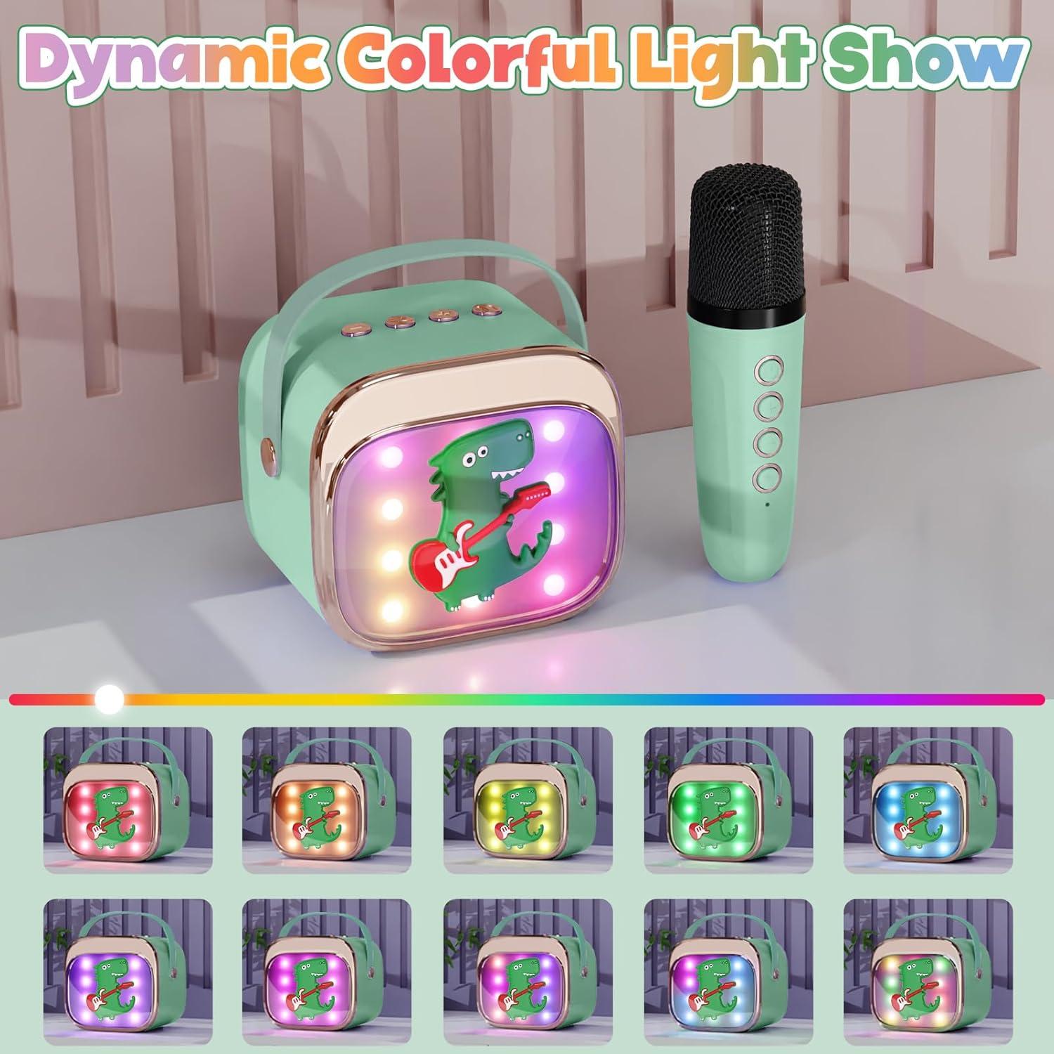 Máquina de Karaoke Mini FLUESTON Verde 2 Micrófonos Inalámbricos