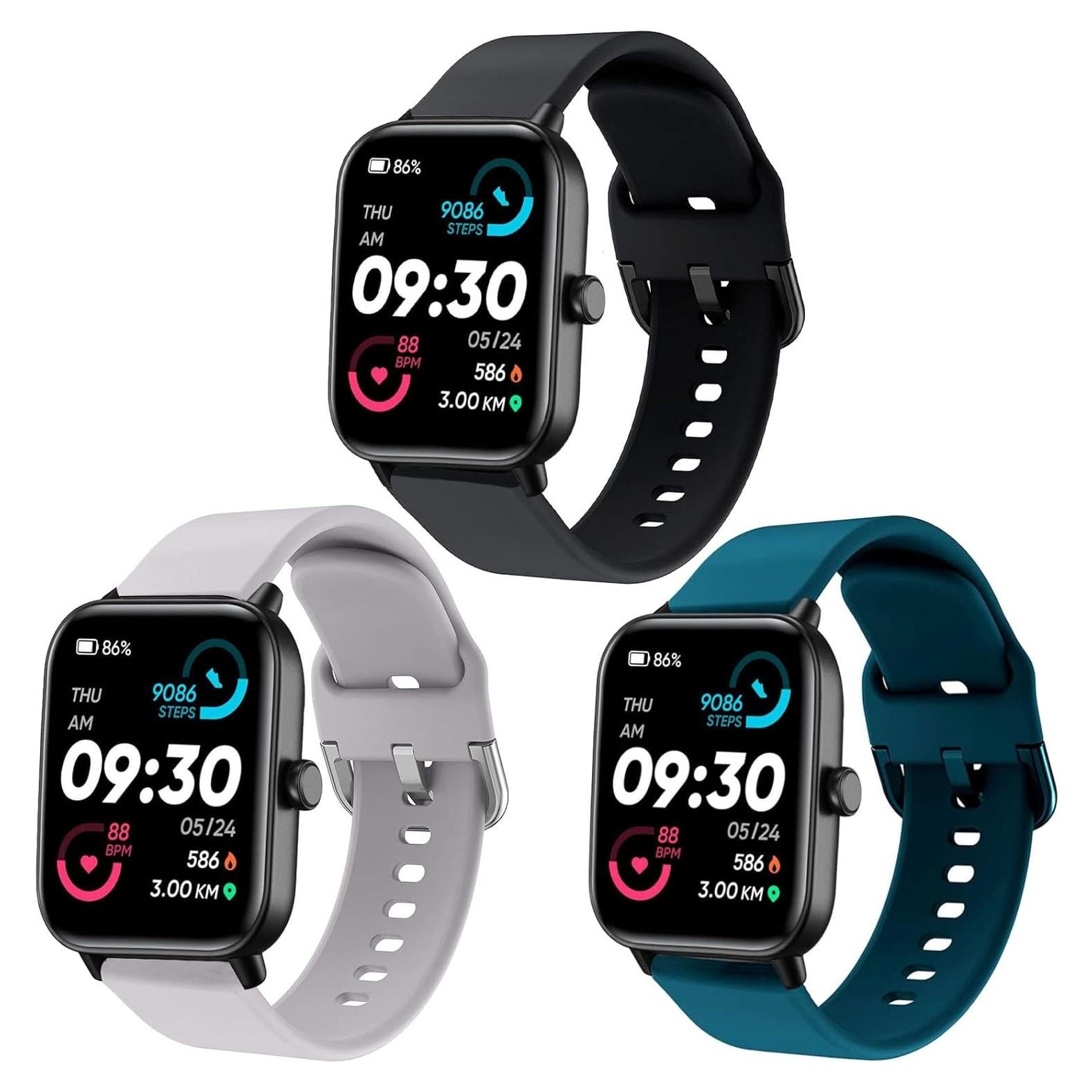 Paquete de 3 bandas de silicona ViCRiOR 22mm para Smart Watch