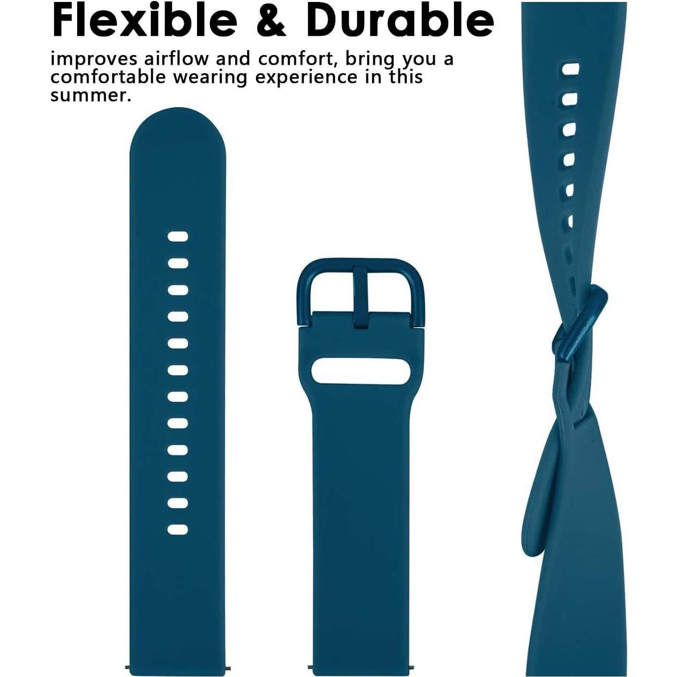 Paquete de 3 bandas de silicona ViCRiOR 22mm para Smart Watch