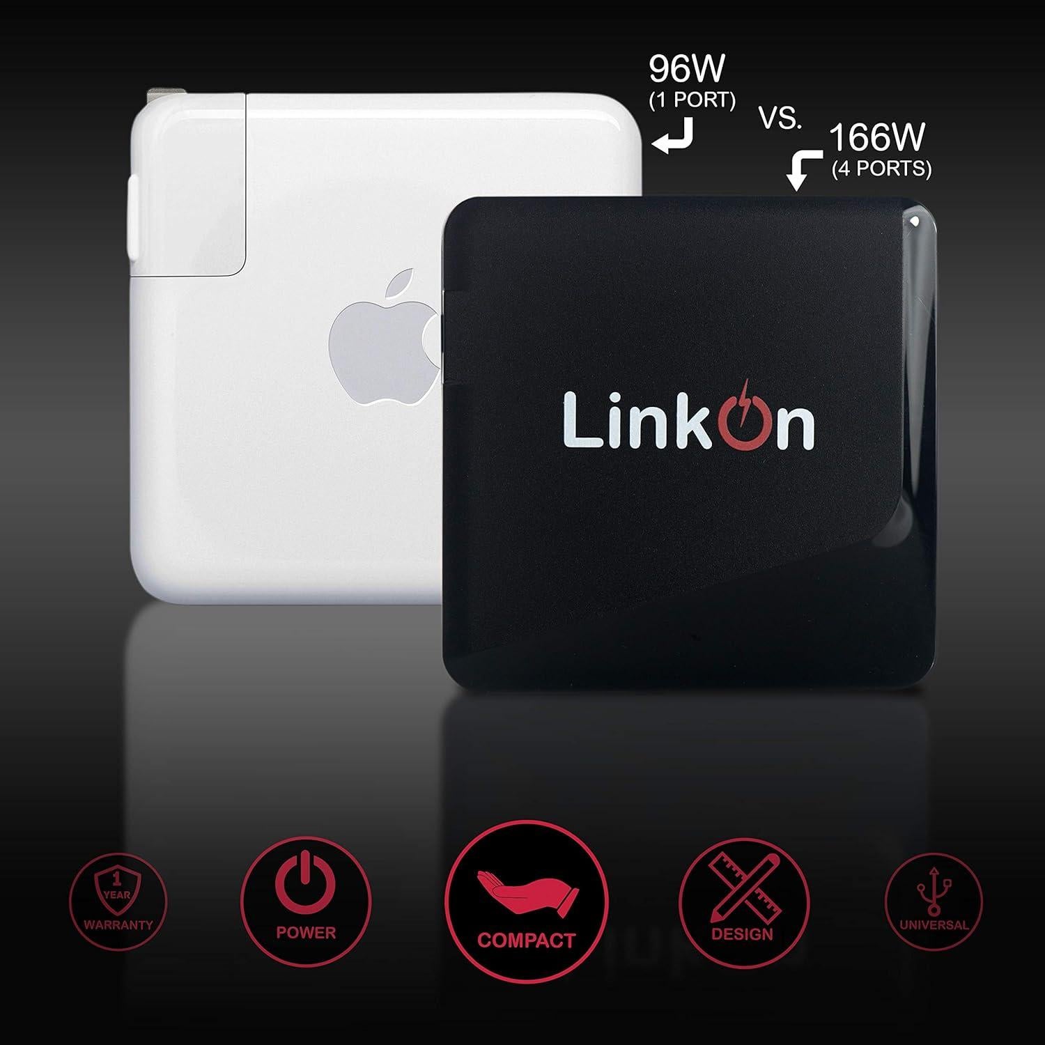 Cargador de Pared LinkOn 166W GaN USB-C PD3.0 100W