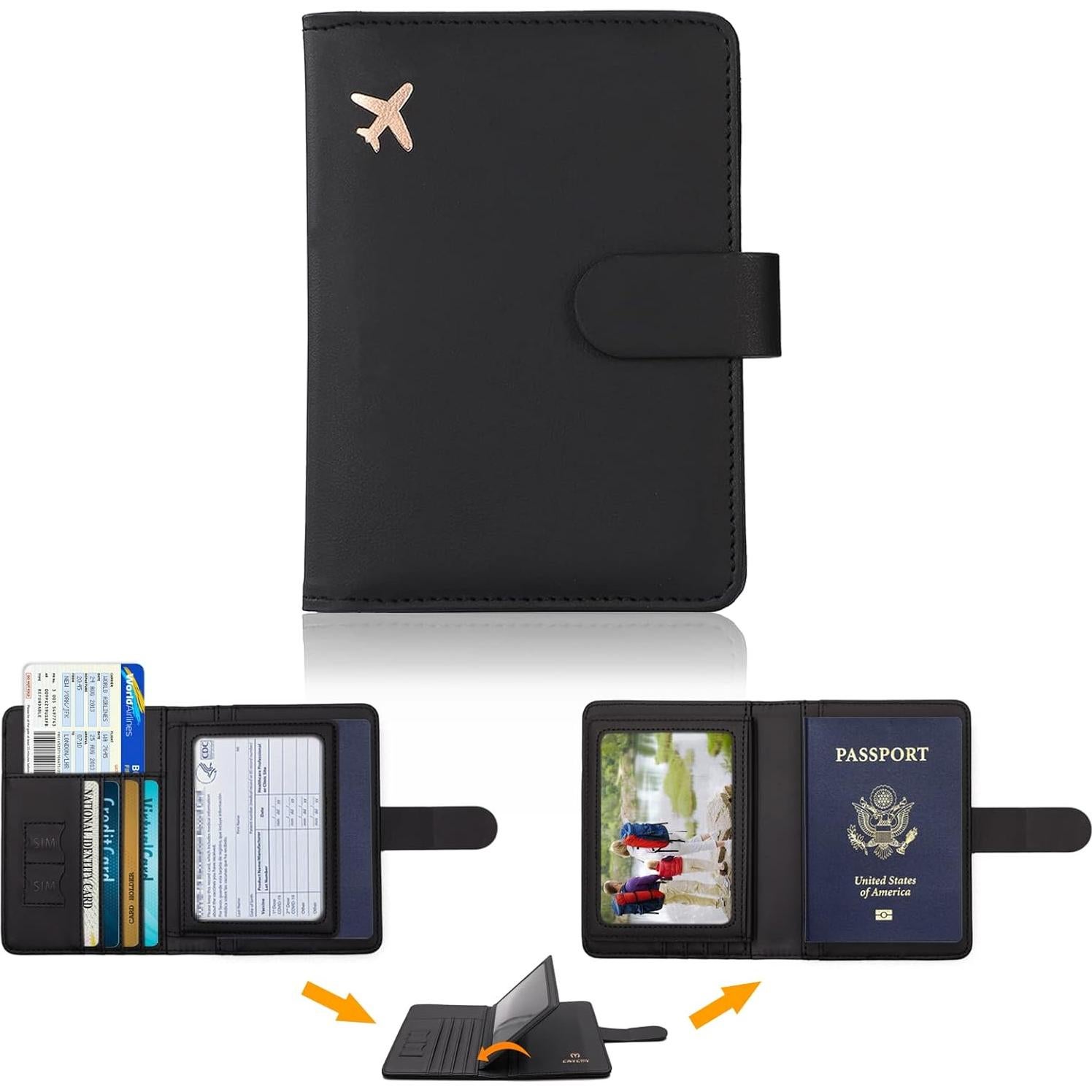 Porta Pasaporte Cnycmy con Bloqueo RFID y Ranura para Tarjeta