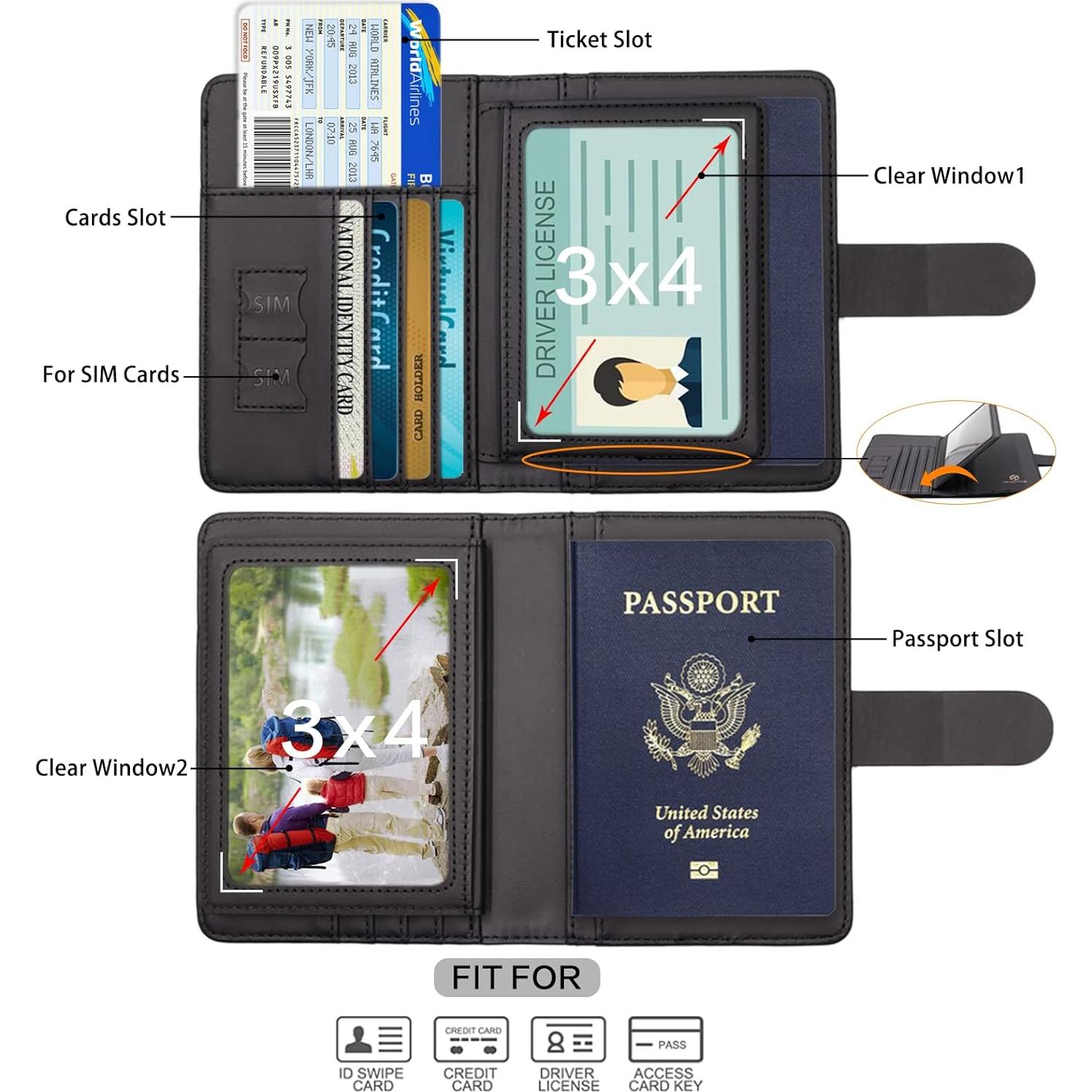 Porta Pasaporte Cnycmy con Bloqueo RFID y Ranura para Tarjeta