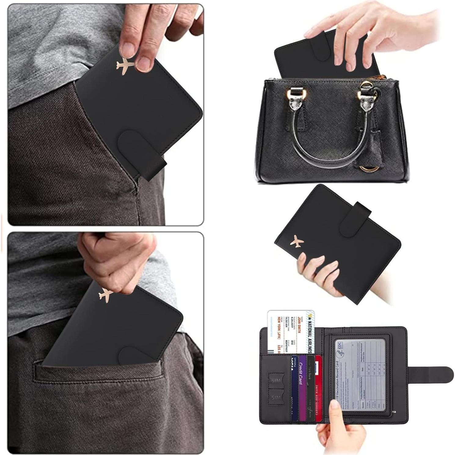 Porta Pasaporte Cnycmy con Bloqueo RFID y Ranura para Tarjeta